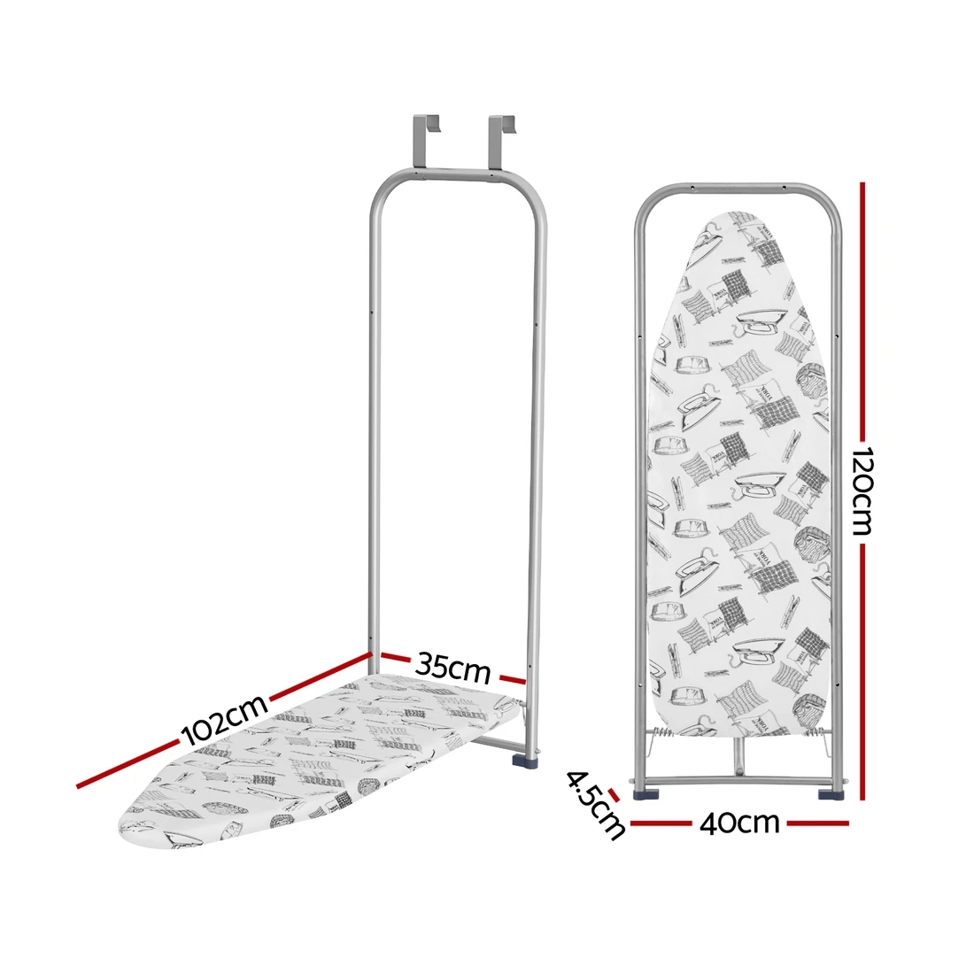 2 Artiss Ironing Board Wall Mounted Foldable - Grey, 2 of 6