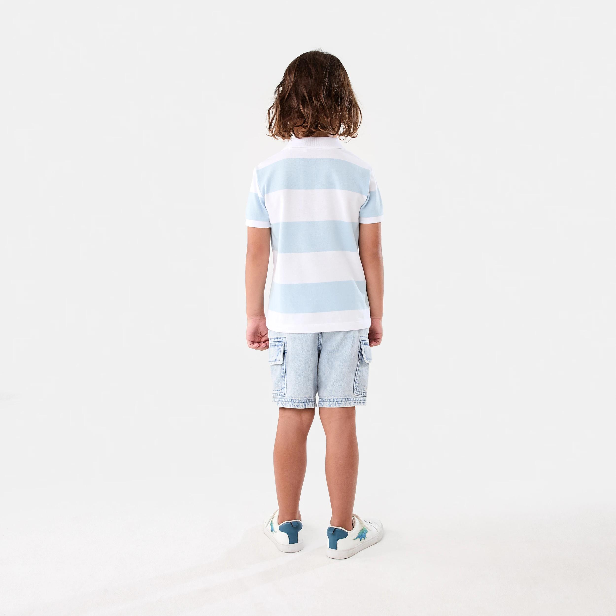 6 Stripe Polo T-shirt WIDE STRIPE LIGHT BLUE, 6 of 6
