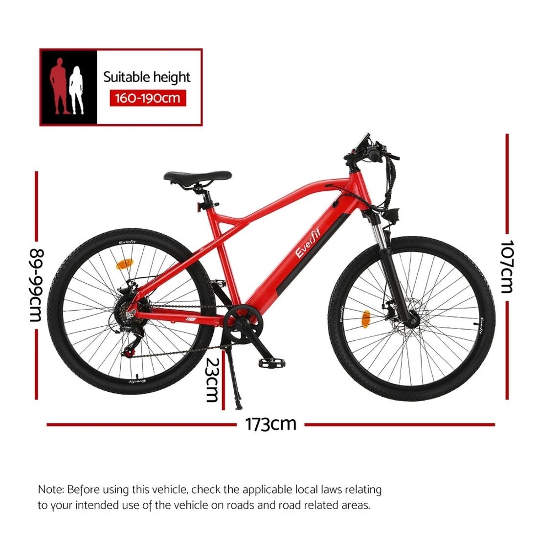 6 Everfit 26 Inch Electric Bike Mountain Bicycle eBike Built-in Battery 250W - Red, 6 of 7