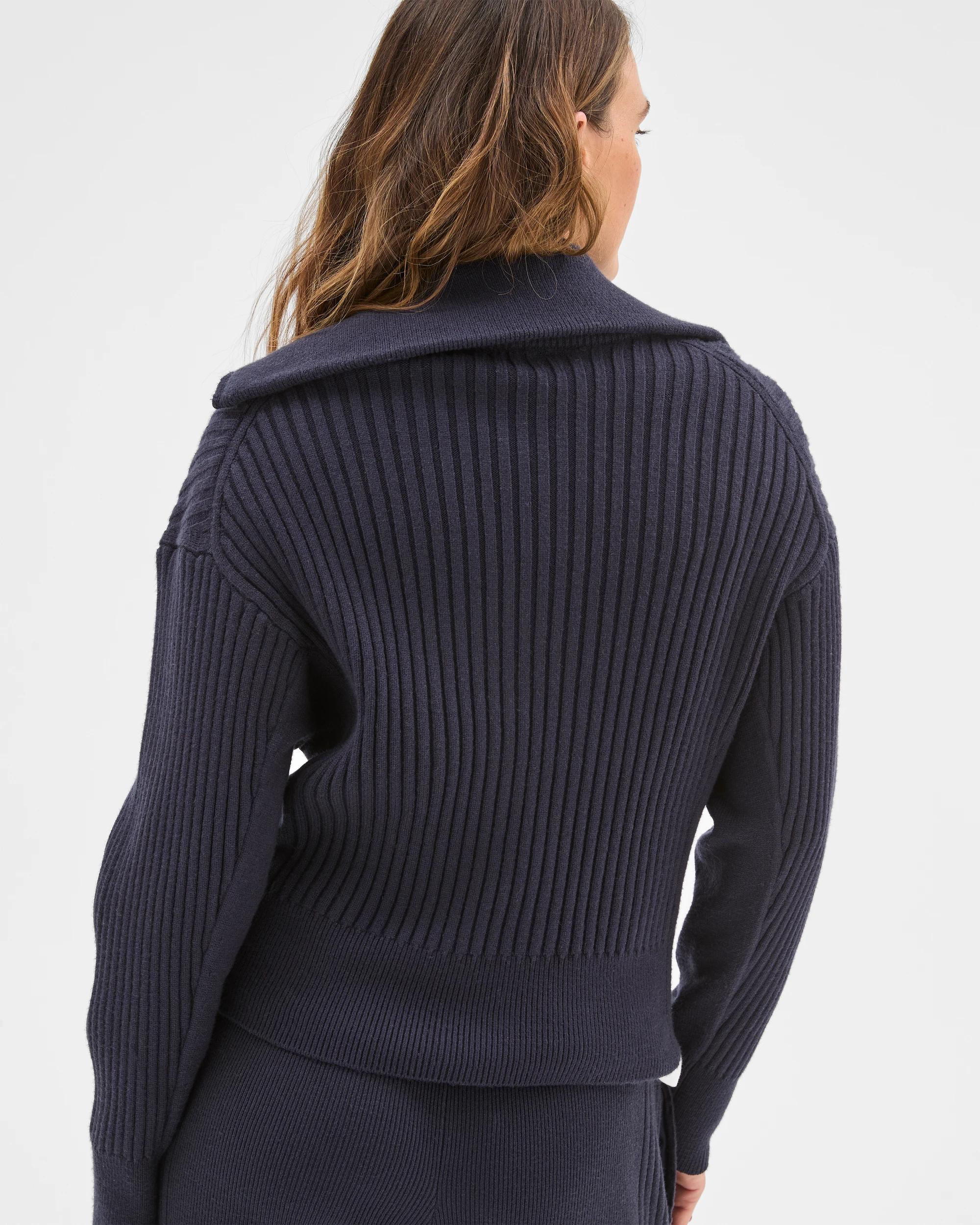 6 Target Woman Clean Knit Rib Zip Through Jumper NAVY MARLE, 6 of 6