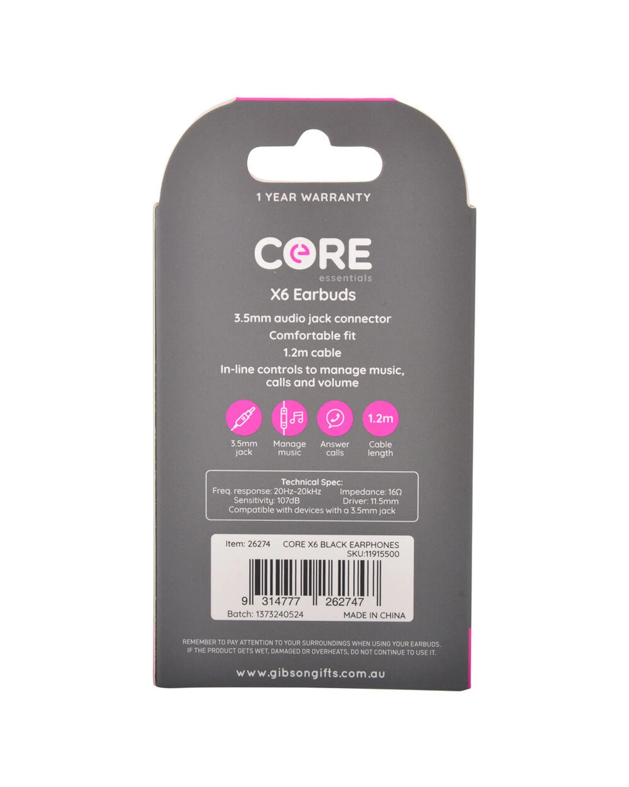 3 Core 4PK Essentials Earphones Wired Earbuds In-Ear Headset Mic 1.2m Cable
 - black, 3 of 4