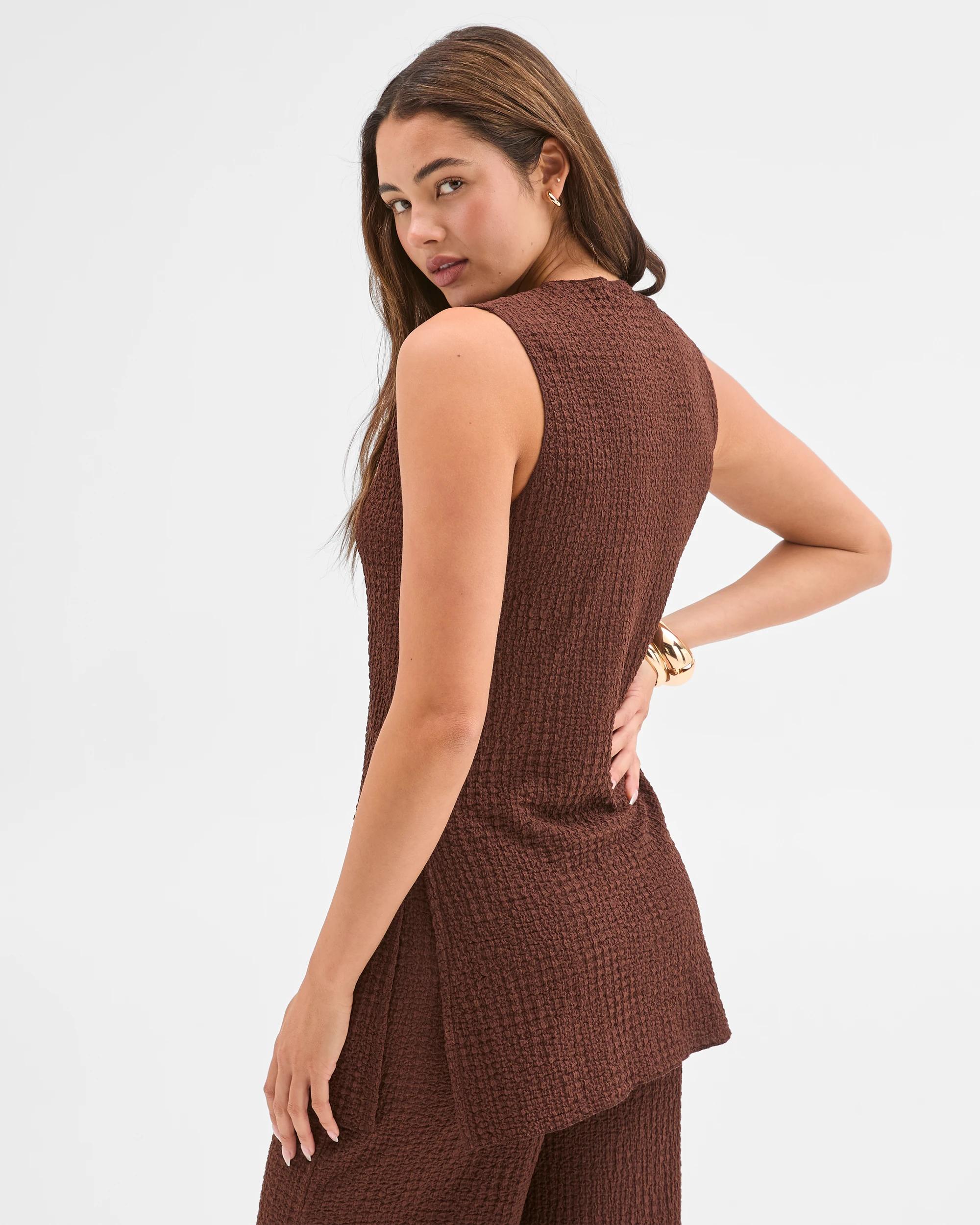 6 Lily Loves U-Neck Textured Tunic Top SHAVED CHOCOLATE, 6 of 6