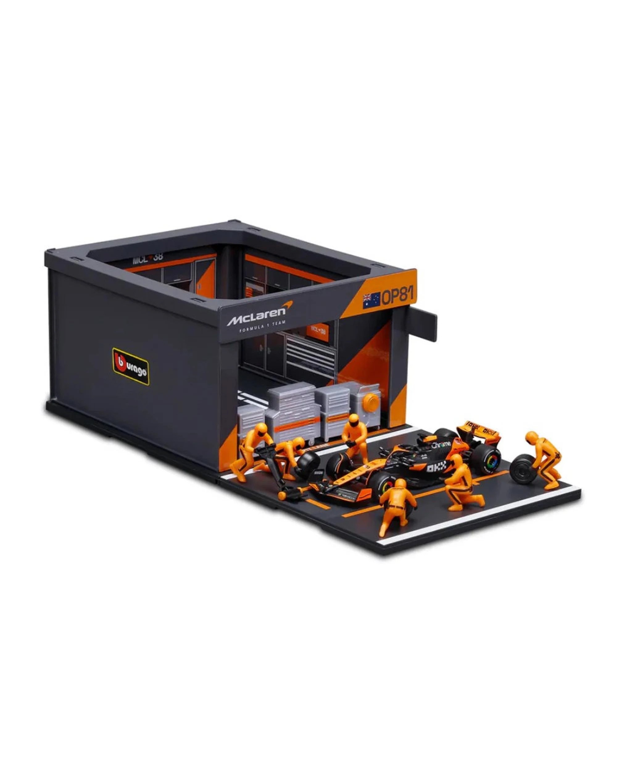 4 Bburago Formula Racing 2024 McLaren F1 #81 Oscar Piastri Pit Pass 1:43 Scale Diorama Playset, 4 of 5