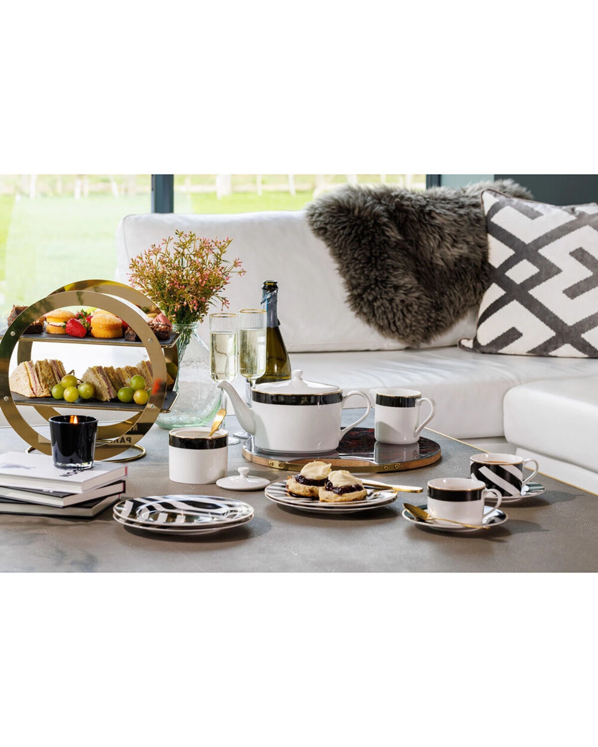 5 Mikasa 4pc Luxe Deco China Tea Cups And Saucers Block Stripe Set 200ml - Multi, 5 of 6
