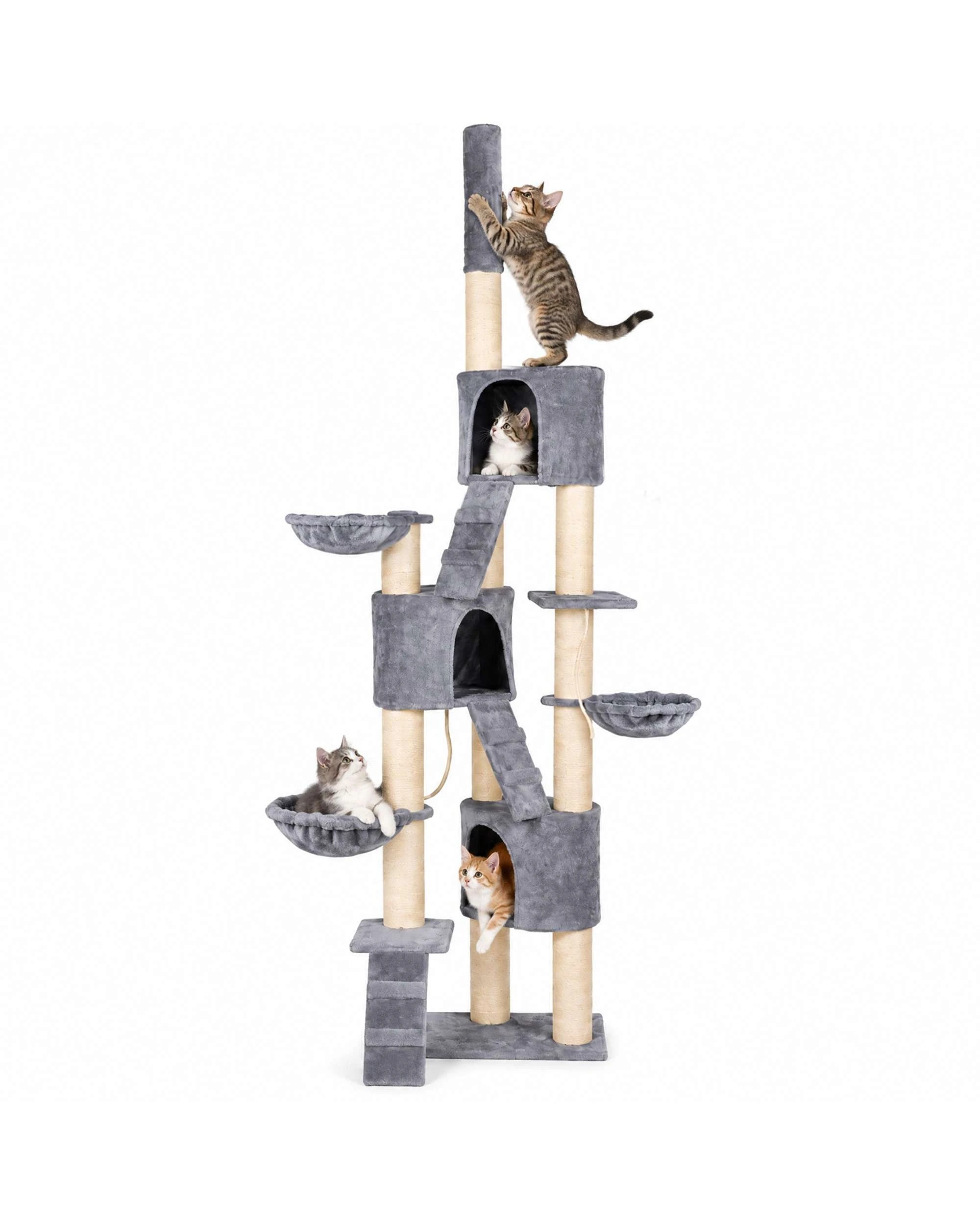 1 Advwin Floor to Ceiling Cat Tree Tower 230-254cm Scratching Post Scratcher Tower Condo House Furniture, 1 of 10