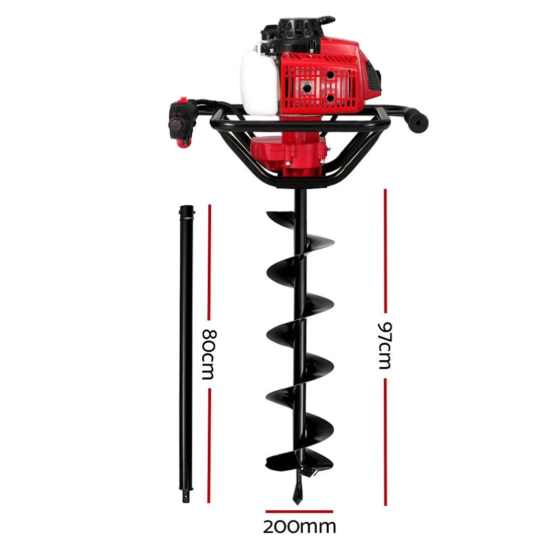 2 Giantz Post Hole Digger 200mm Petrol Drill Extension Auger Bits - Multi, 2 of 6