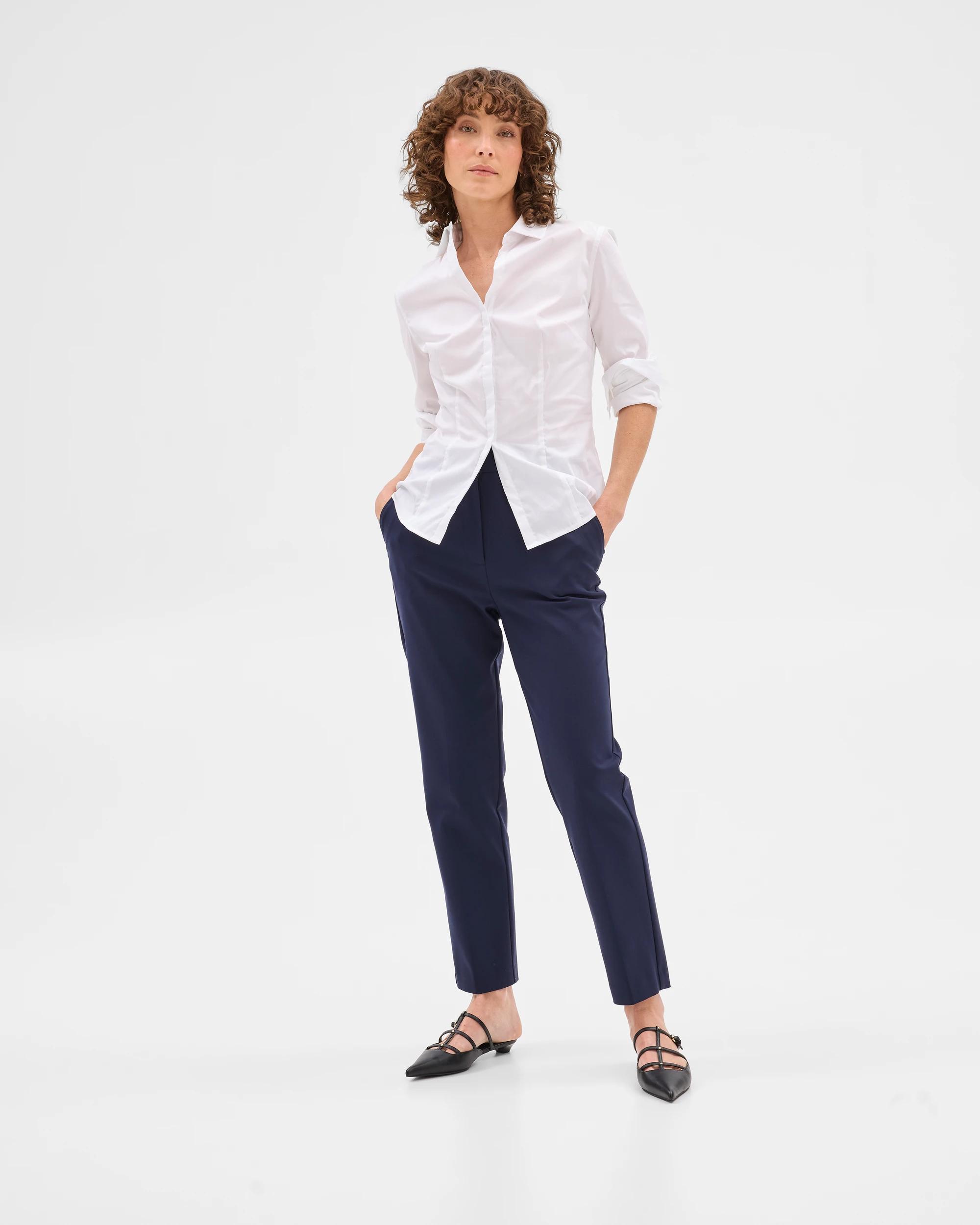 7 Australian Cotton Long Sleeve Fitted Shirt - Preview WHITE, 7 of 10