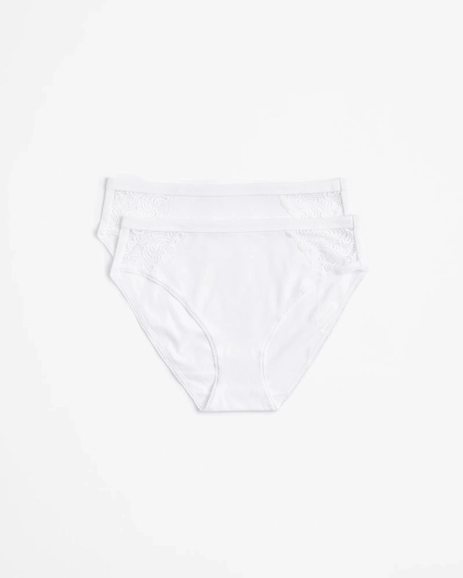 1 Target Woman Australian Cotton and Lace 2 Pack High Cut Briefs WHITE, 1 of 4