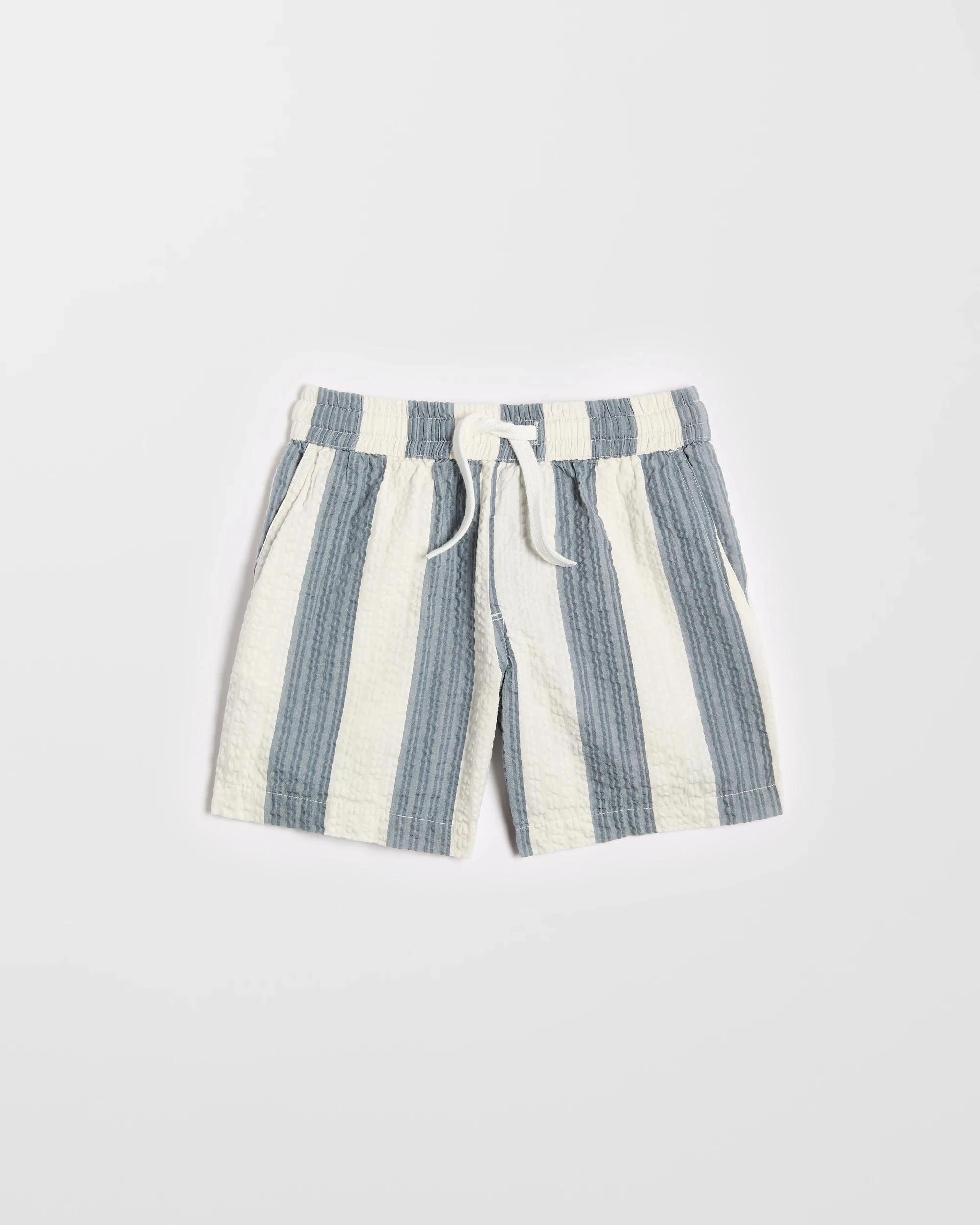 1 Target Australian Cotton Textured Stripe Shorts CREAM / BLUE, 1 of 3