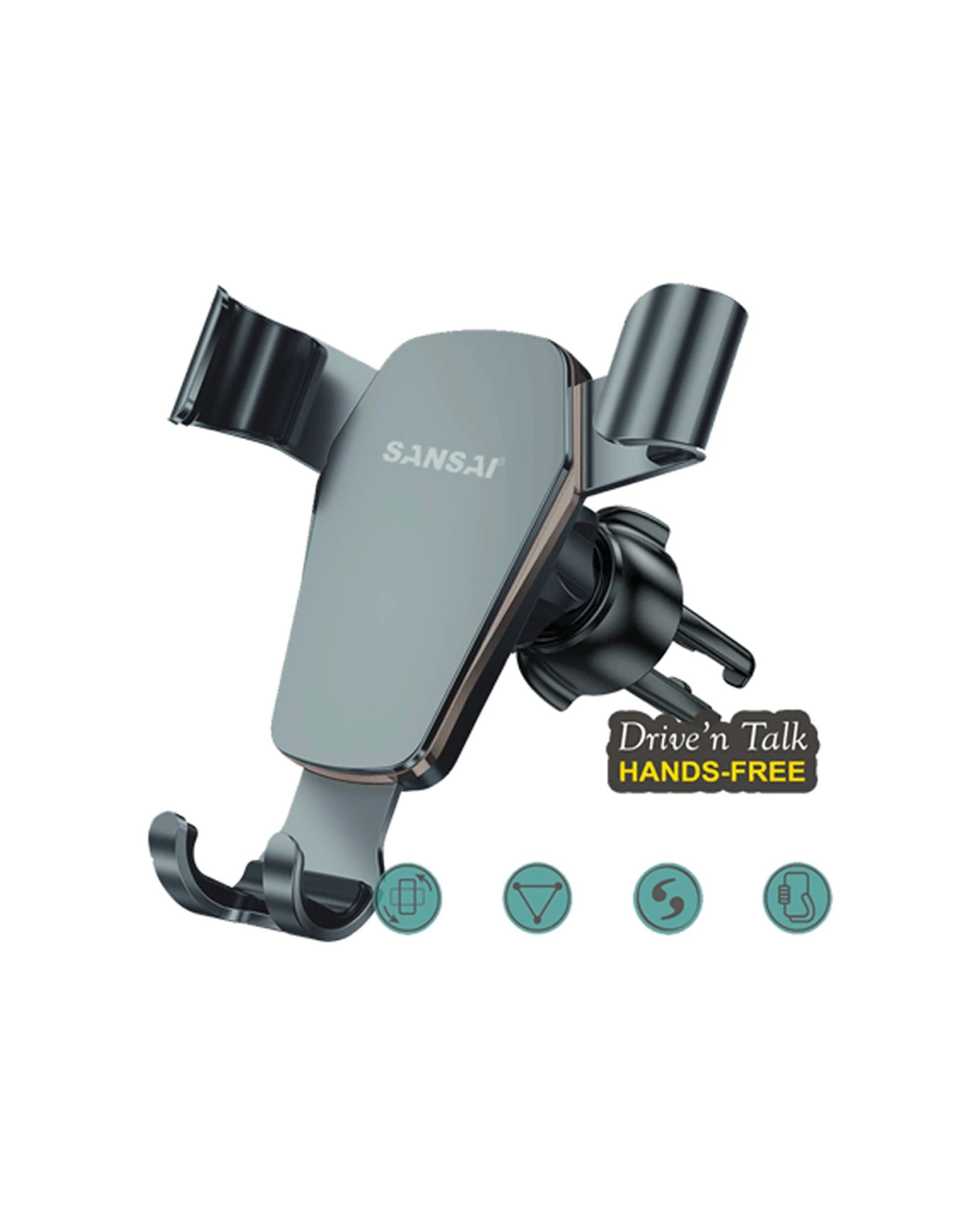 2 Sansai Gravity Smartphone Car Holder Adjustable Vent Mount for Secure Phone Placement in Car Vents - Black, 2 of 4
