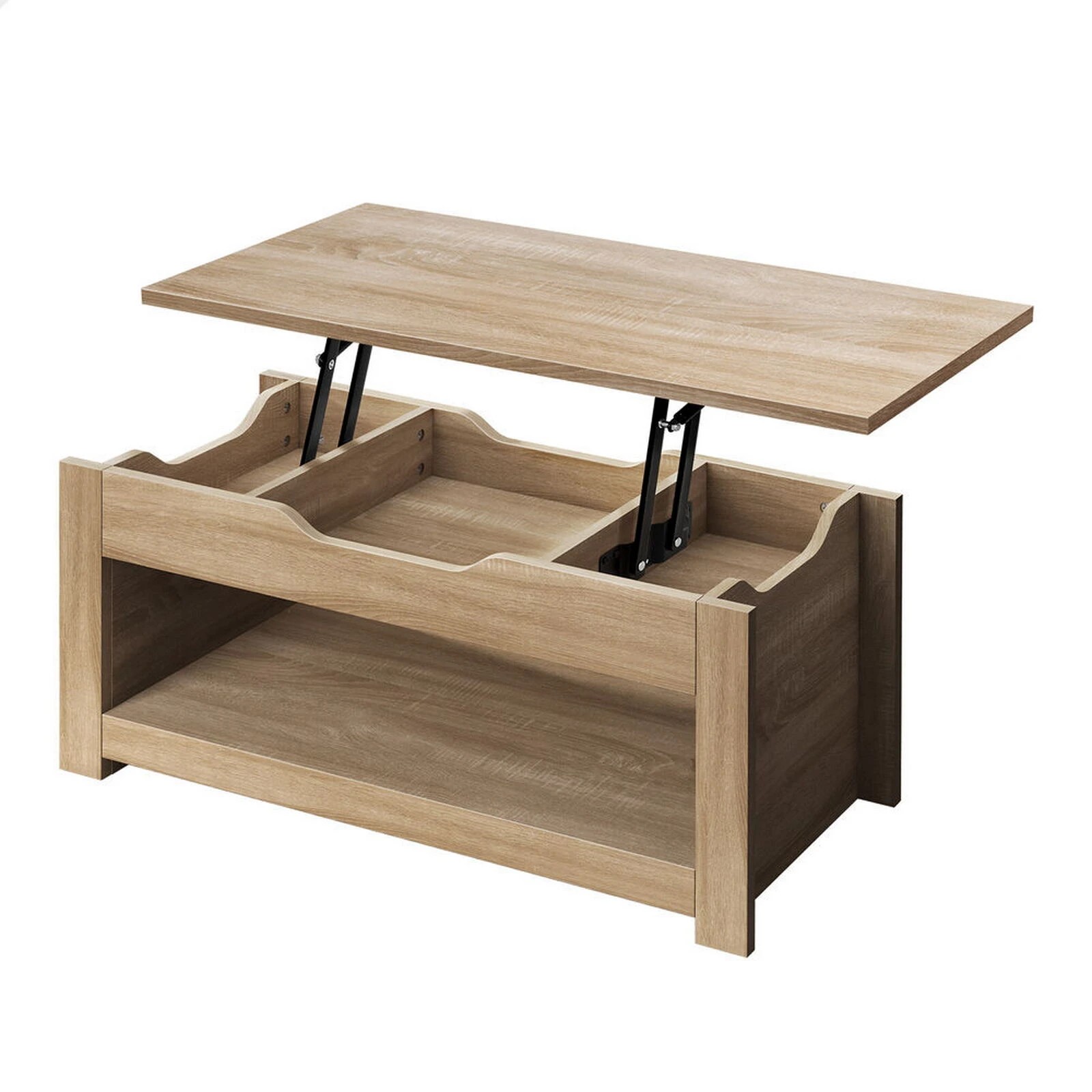 1 Alfordson Coffee Table Lift Up Top Laptop Desk Hidden Storage Shelf - Oak, 1 of 10