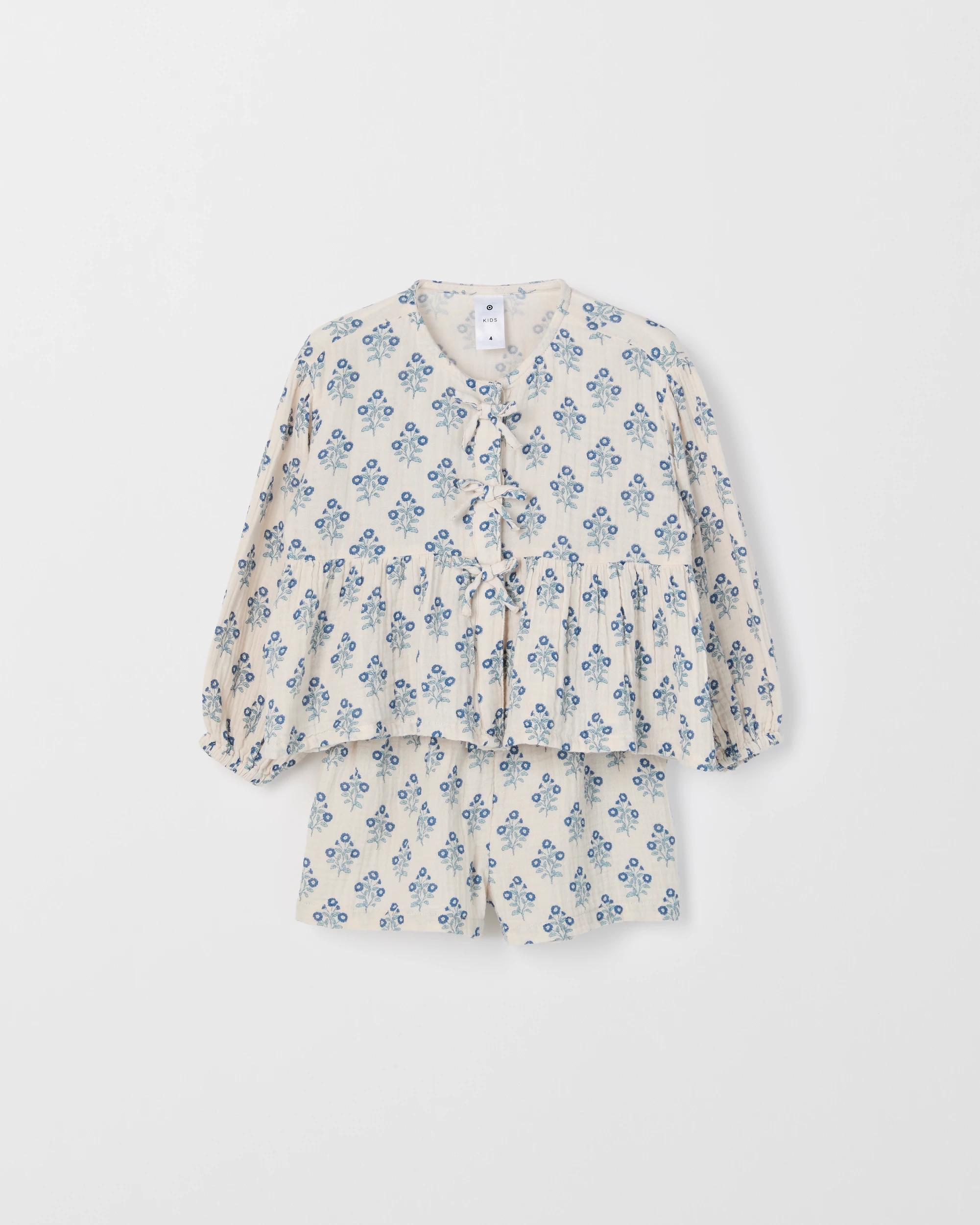 5 Target Kids Woven Top and Shorts 2 Piece Set BLUE STAMP, 5 of 7
