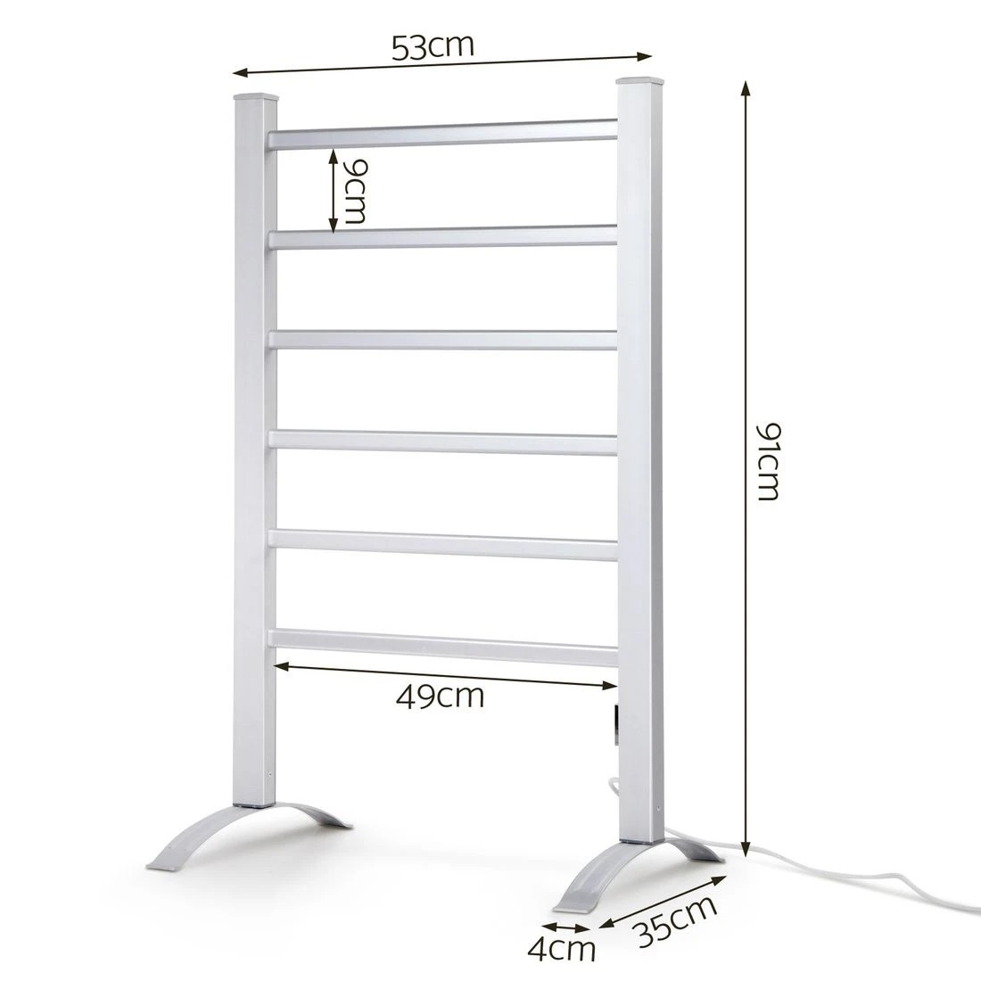 2 Devanti Electric Heated Towel Rail Rack 6 Bars Freestanding Clothes Dry Warmer
 - silver, 2 of 5