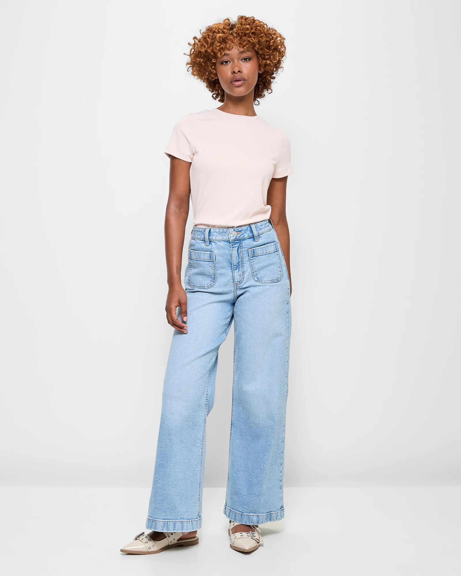 1 Target Petites Full Length Wide Leg Denim Jeans - Mila BRIGHT VINTAGE BLUE, 1 of 5