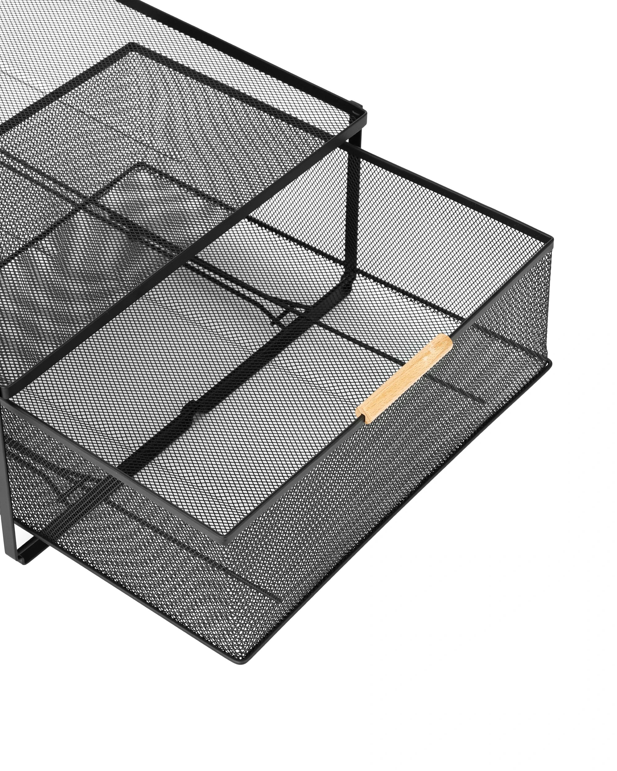 4 1 Drawer Wide Mesh Organiser - Black, 4 of 5