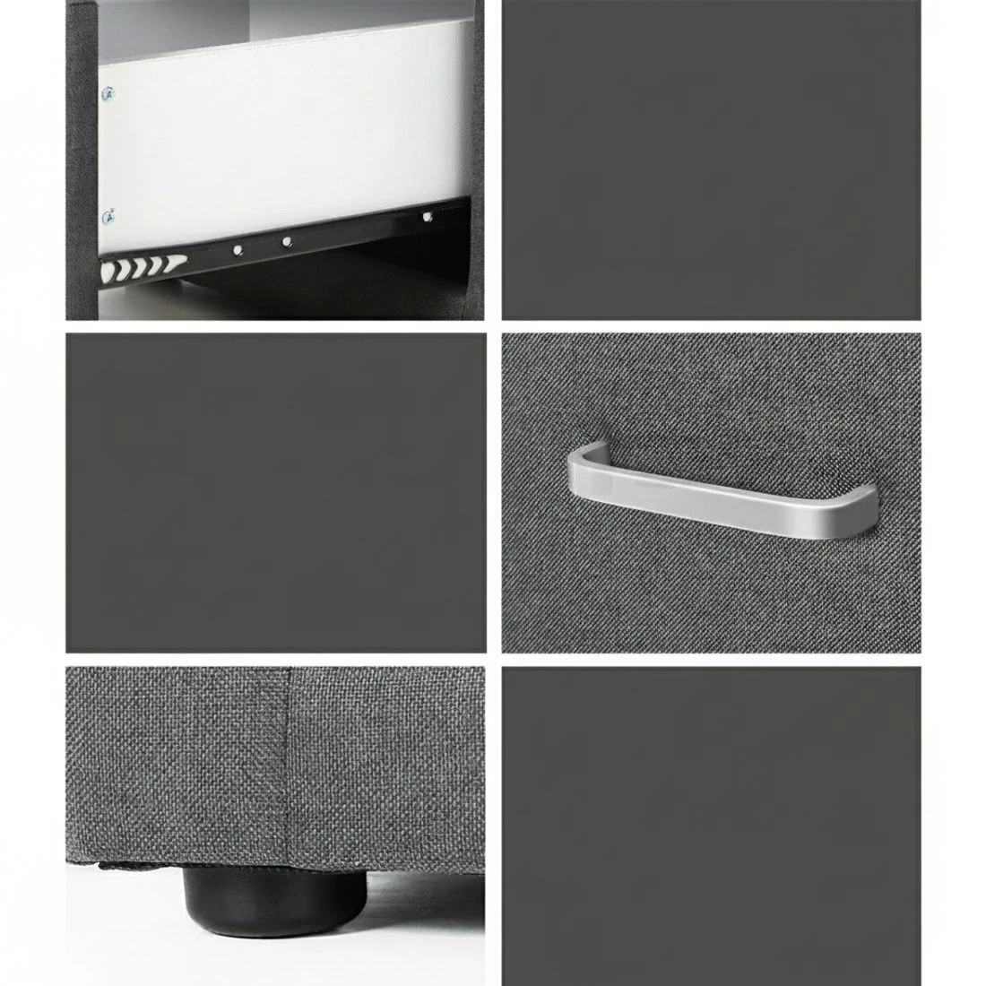 8 Artiss 2X Bedside Table 2 Drawers Side Table Fabric - Grey, 8 of 9