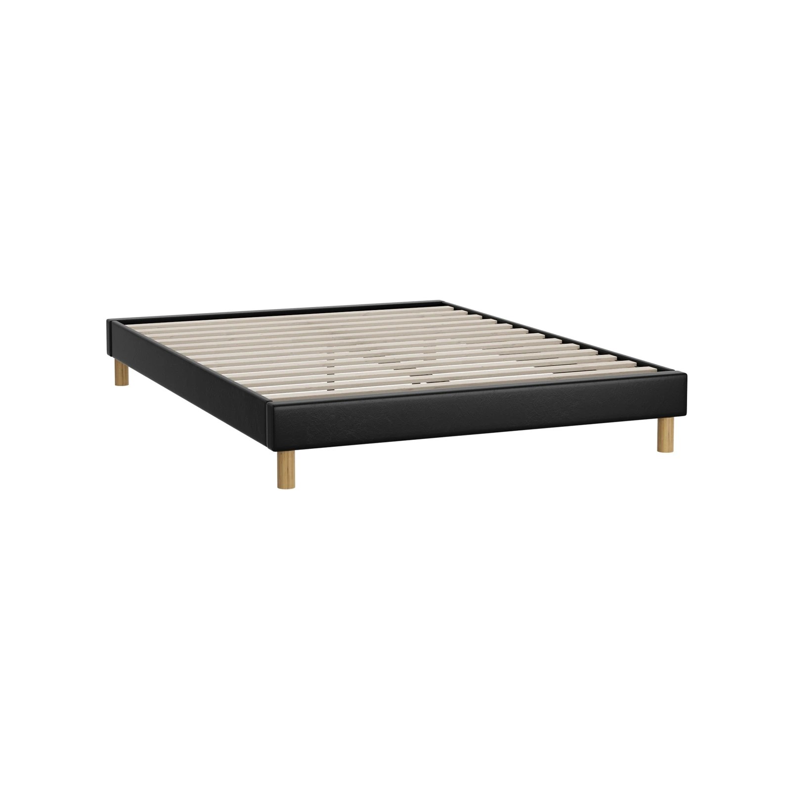 6 Oikiture Bed Frame Double Size Bed Base PU Leather - Black, 6 of 9