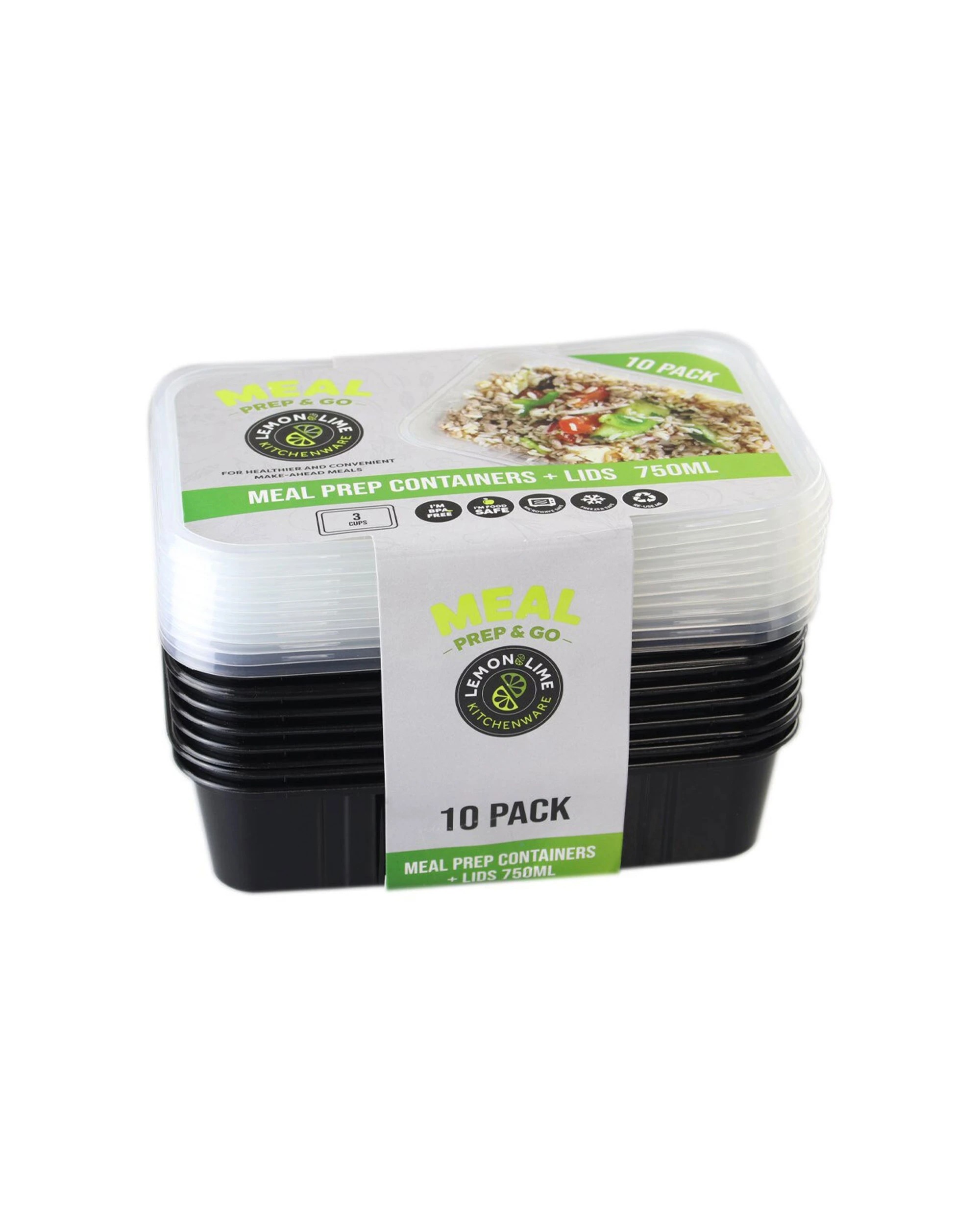 2 10pc Lemon & Lime 750ml Meal Prep Reusable Containers/food Storage - Assorted, 2 of 3