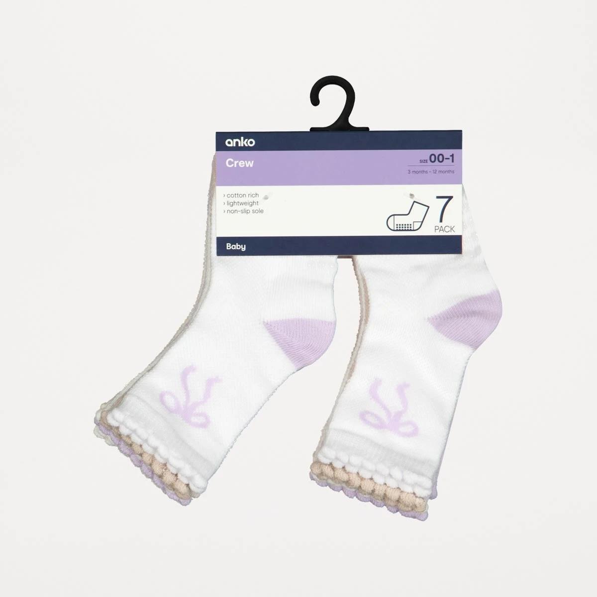 3 7 Pack Summer Crew Socks PURPLE BOWS, 3 of 3