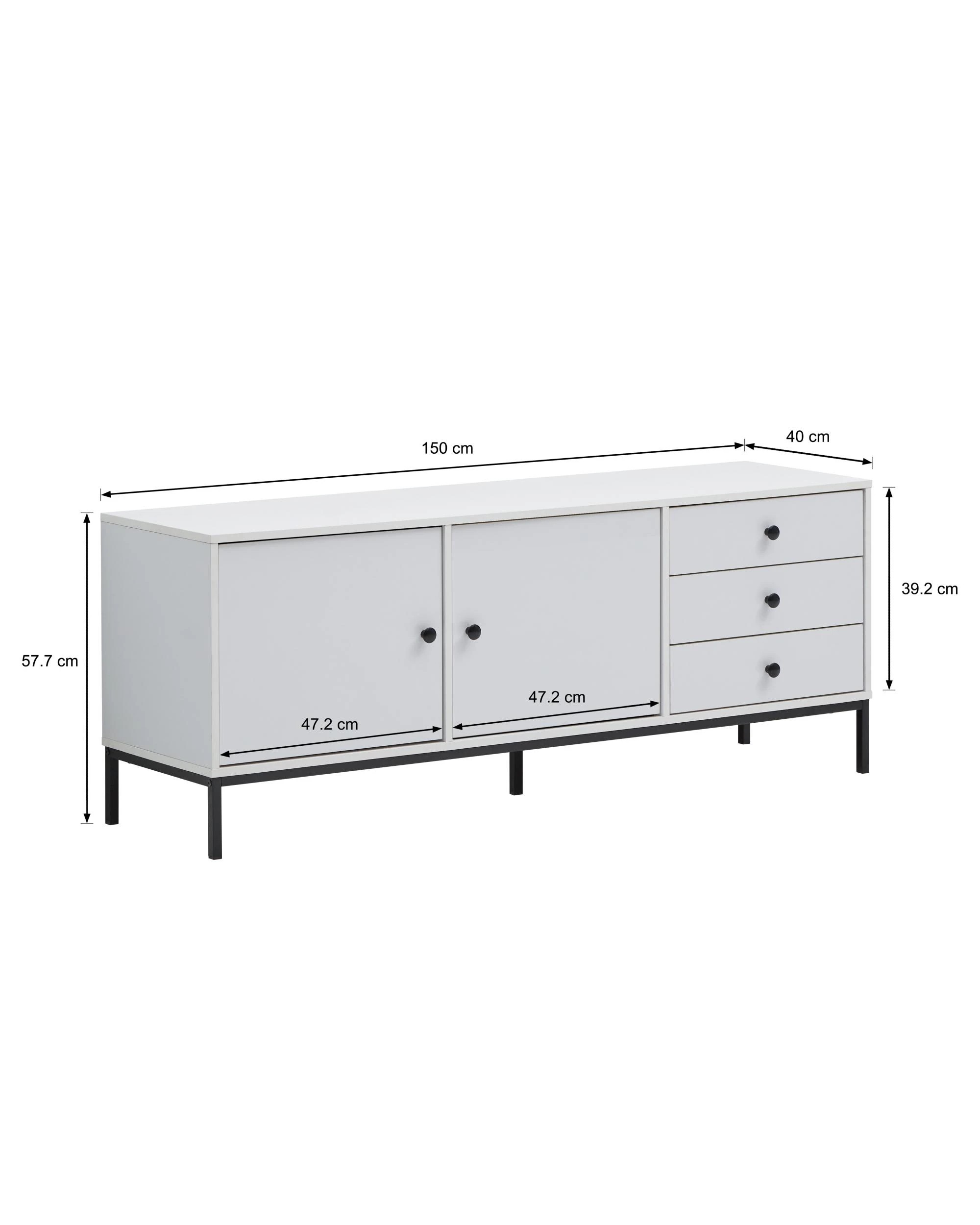 7 Kodu Entertainment Unit TV Unit Modern TV Stand 150cm 2 Doors 3 Drawers - White, 7 of 7