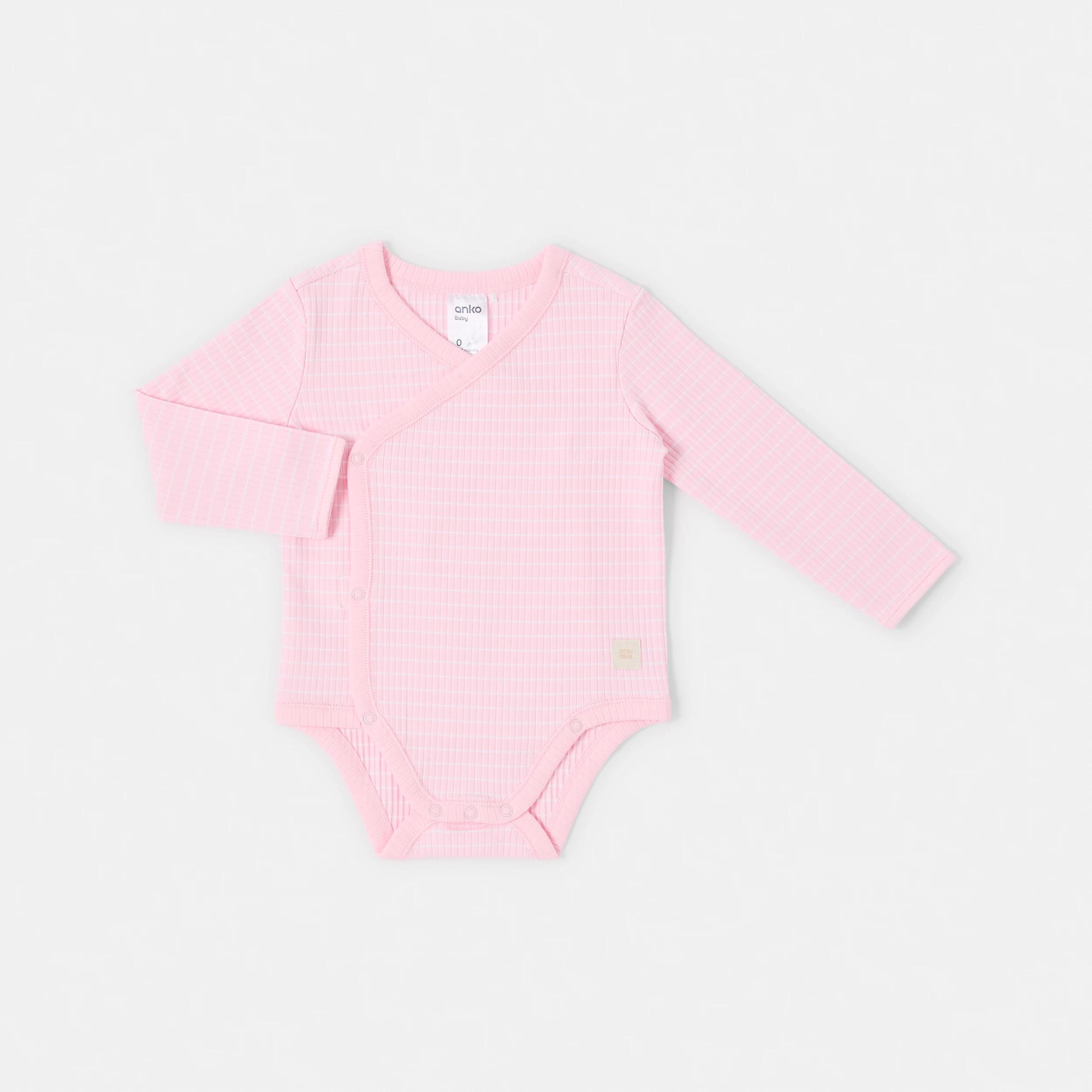 3 2 Piece Long Sleeve Wrap Newborn Set PINK STRIPE, 3 of 7