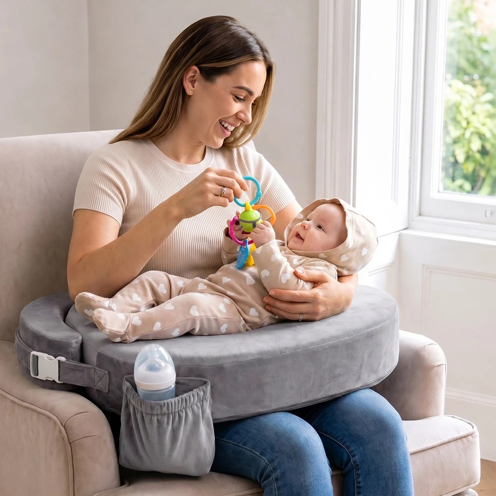3 PlayPals Nursing Pillow Breastfeeding Posture Support Adjustable Waist - Grey, 3 of 3