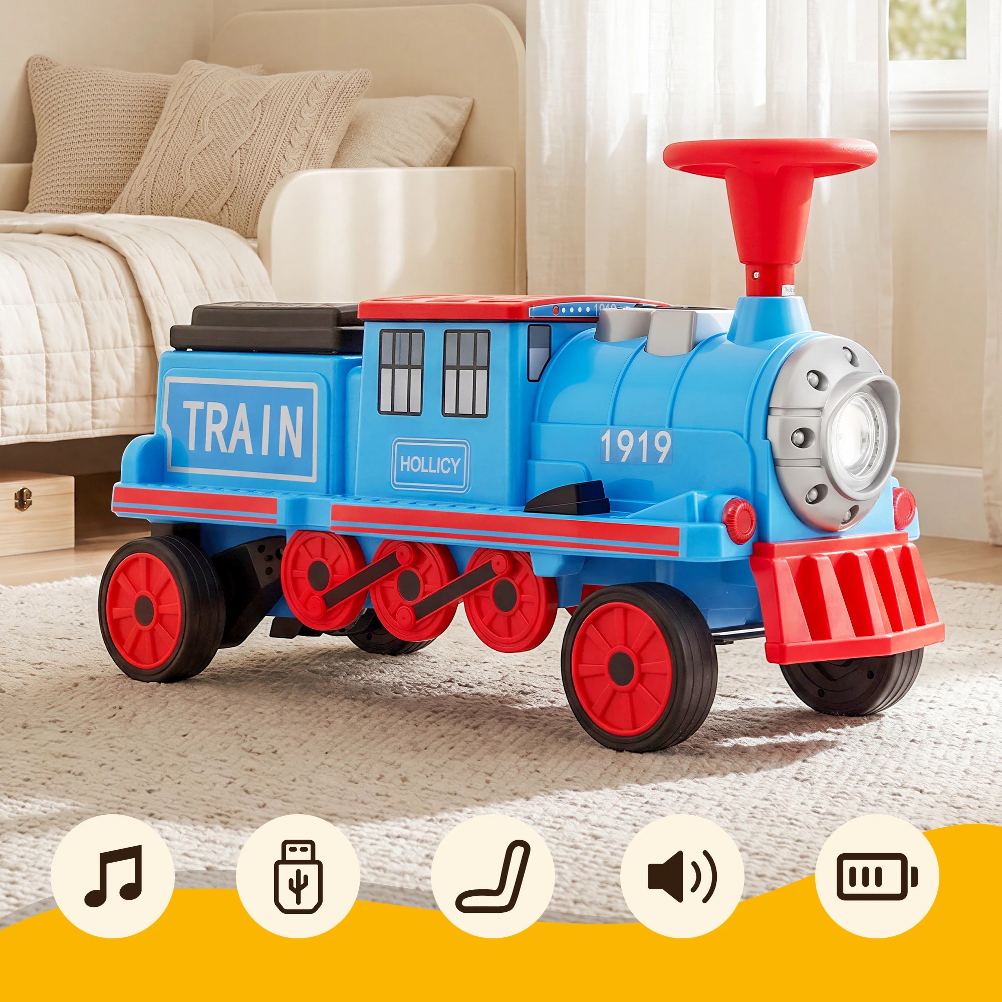 Rigo Kids Ride on Car Train 12V Electric Toy 2-Seater Storage 87cm ...