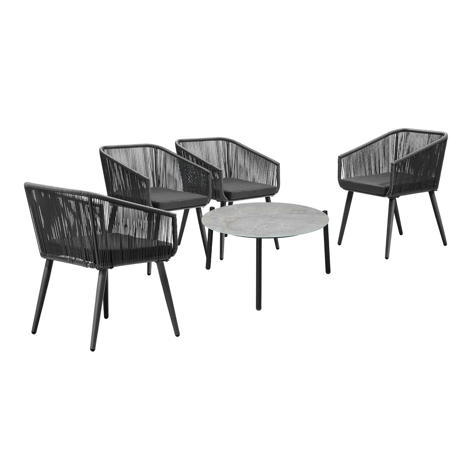 6 Livsip Outdoor Patio Lounge Set Furniture Coffee Grey 70cm Table Sofa Chairs 5PC - Multi, 6 of 9