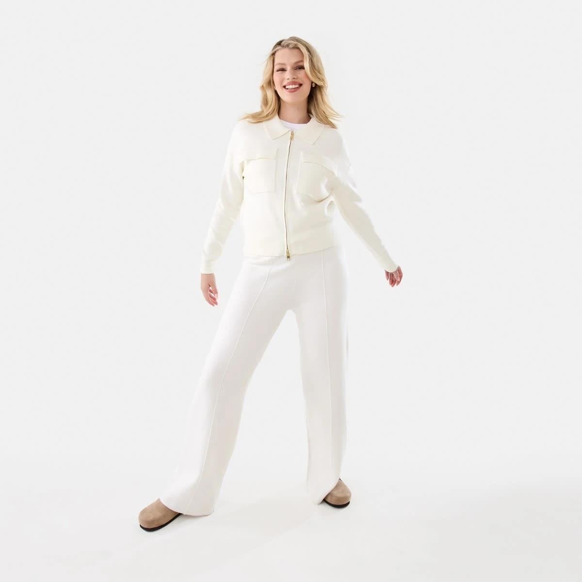 2 Seam Front True Knit Pants Ecru, 2 of 10