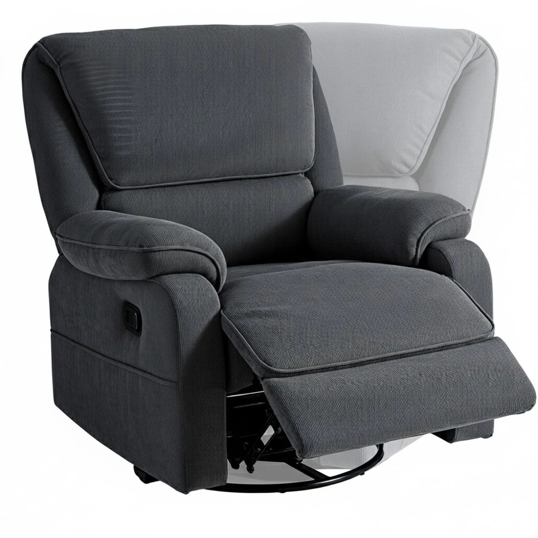 3 Artiss Rocking Recliner Chair 360 Swivel Massage Heated Reclining Chairs - Grey, 3 of 8