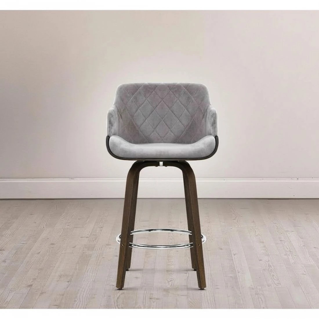 4 Artiss Bar Stools Swivel Velvet Padded - Grey, 4 of 8