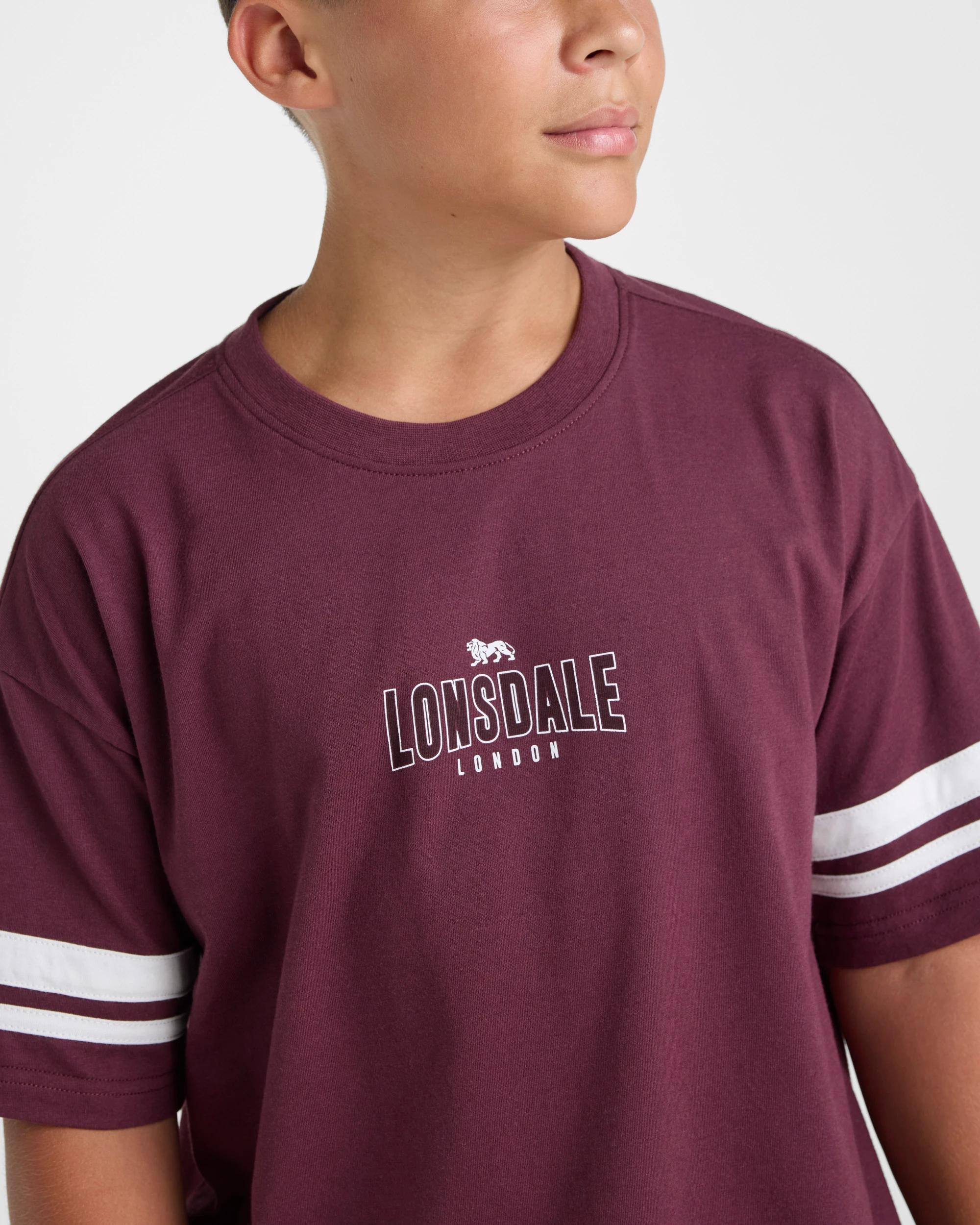 3 Lonsdale London Boys Retro Sport Short Sleeve T-shirt - Red RED, 3 of 5