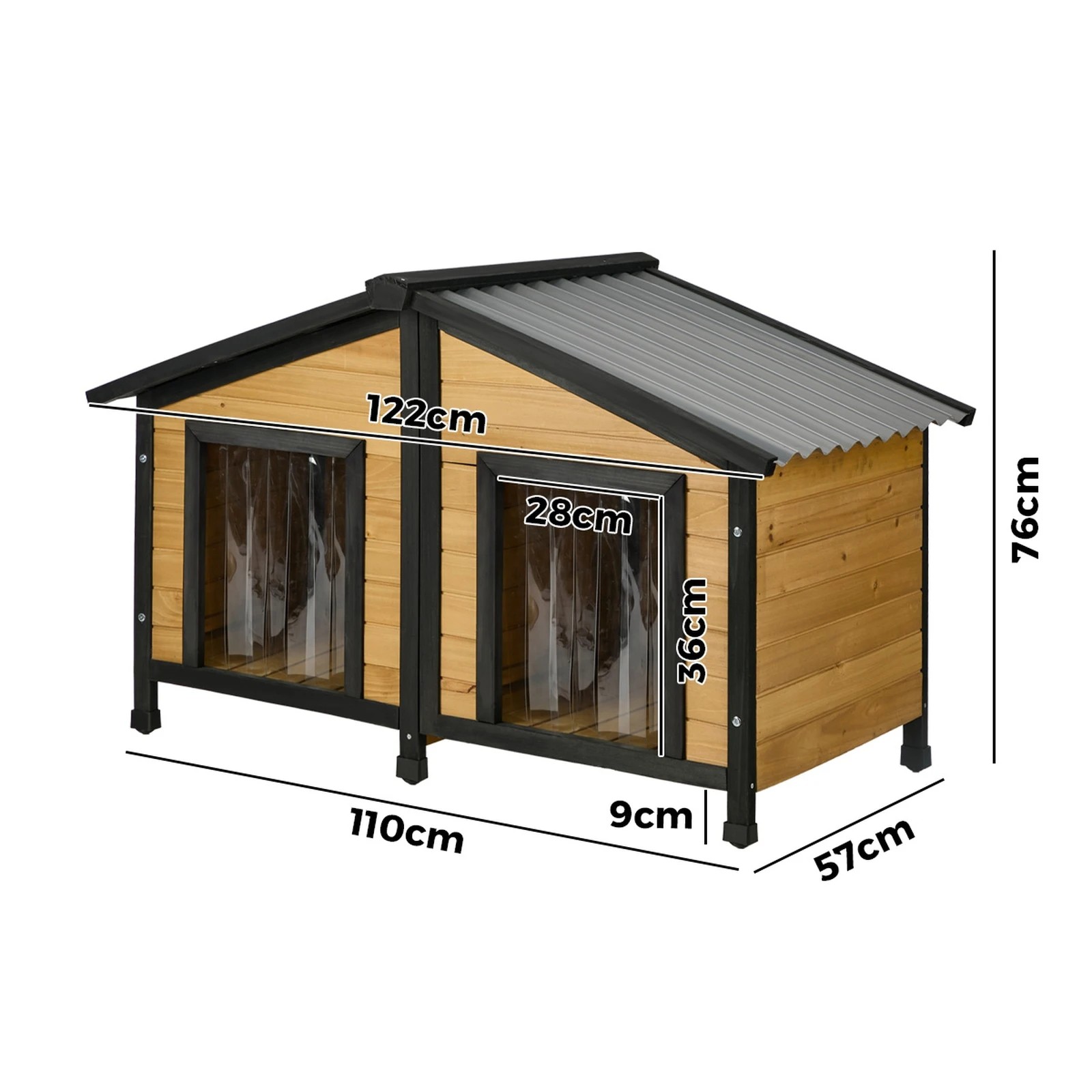 2 Alopet Dog Kennel Outdoor Indoor Pet House Wooden Cage Puppy Cabin Crate Kennels - Multi, 2 of 8