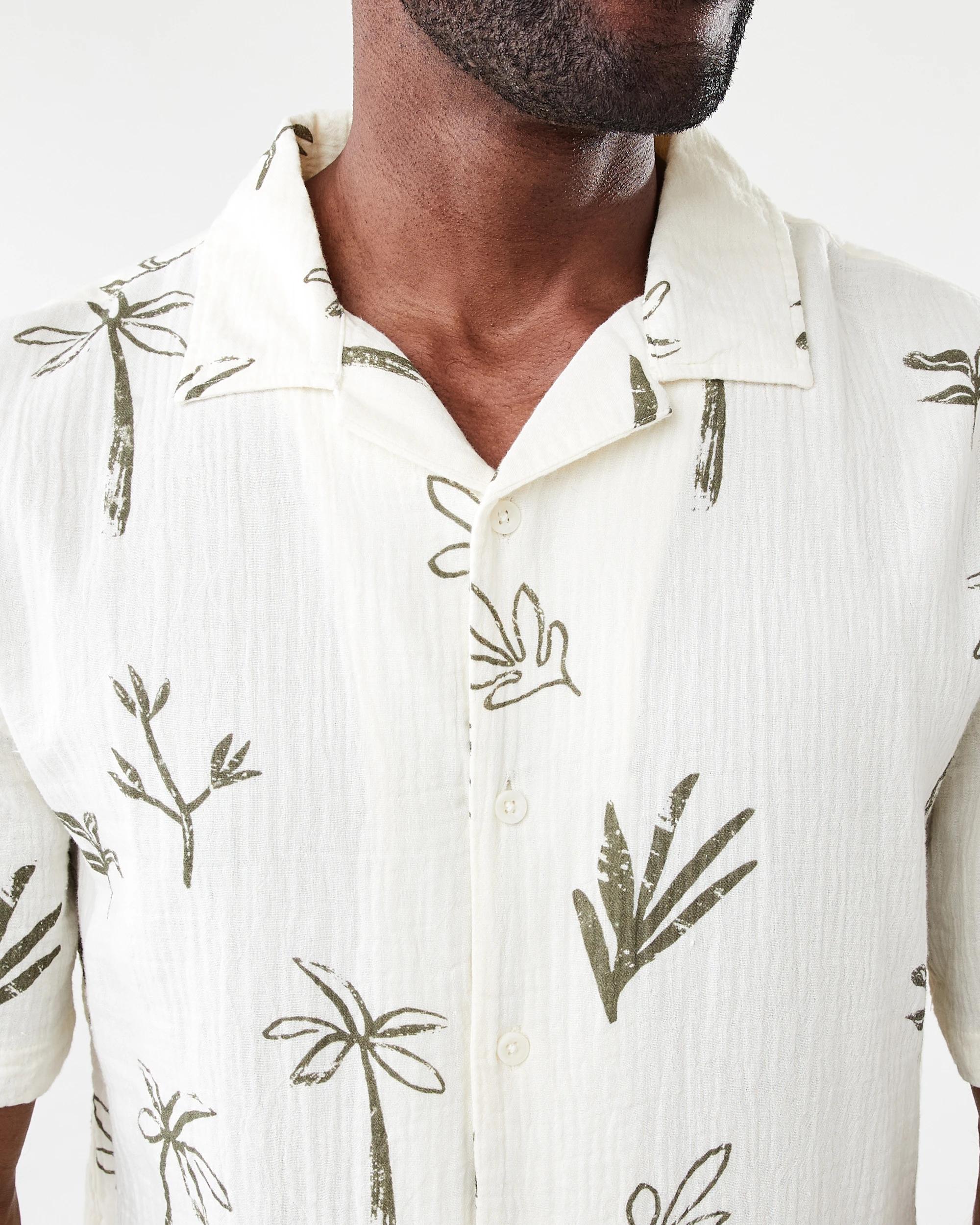 5 Short Sleeve Double Cloth Print Shirt SNOW WHITE, 5 of 5