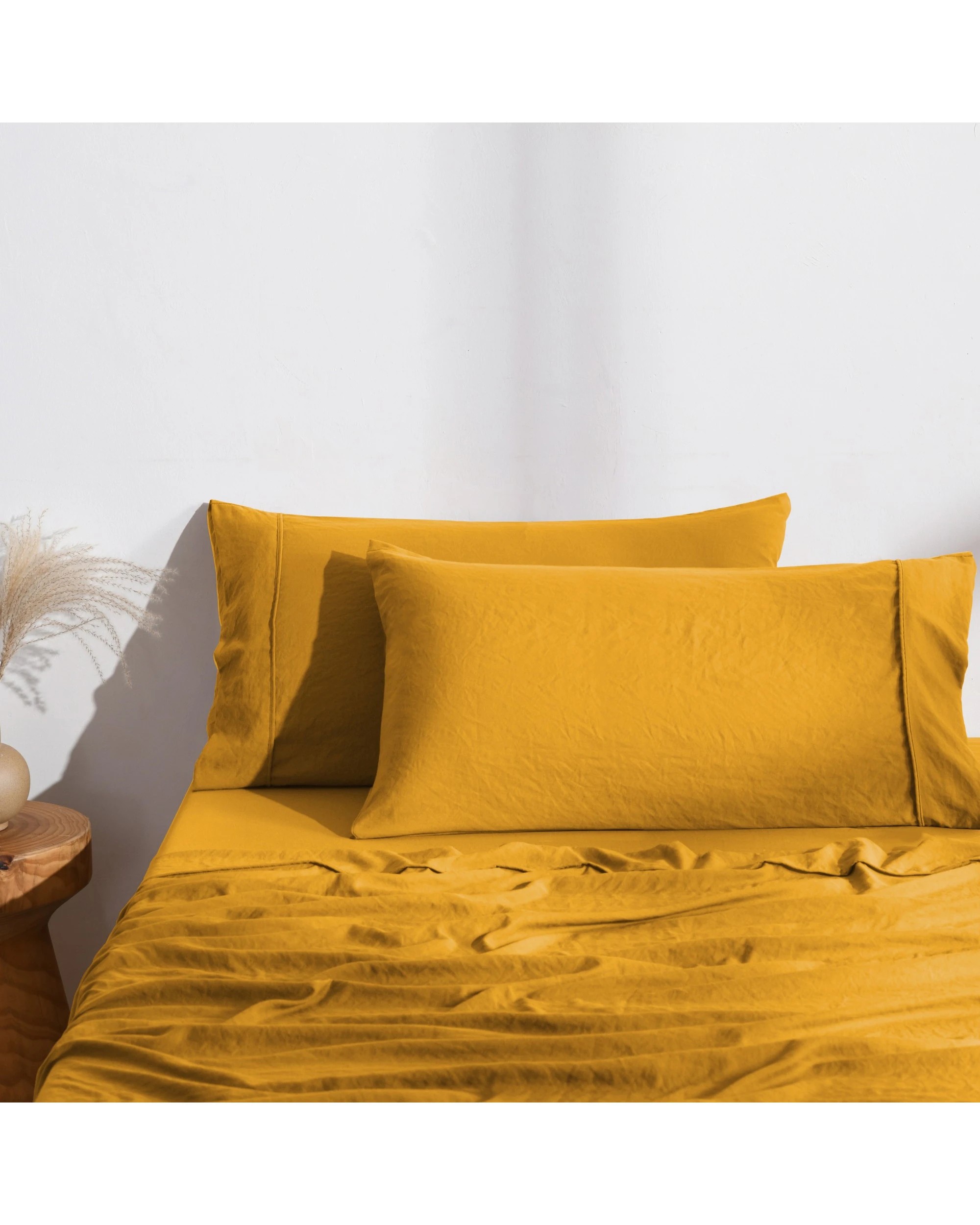 1 Dreamaker Superfine Washed Microfibre King Pillowcase Twin Pack - Mustard, 1 of 6