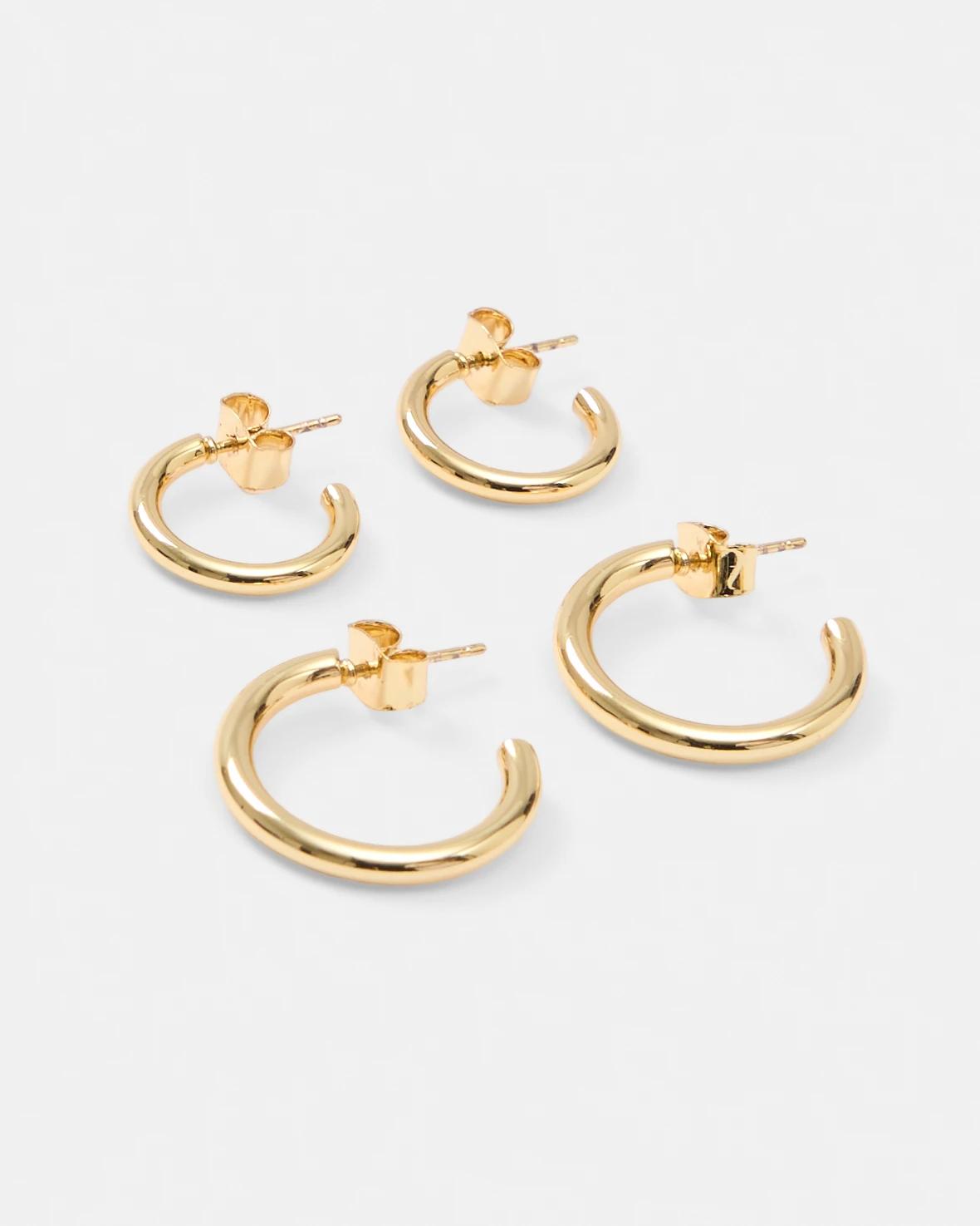 3 2 Pack 18K Gold Plated Hoop Earrings Gold, 3 of 4