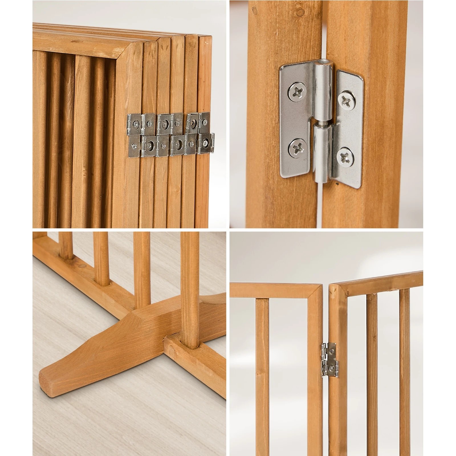 5 Alopet Wooden Pet Gate Dog Fence Playpen Safety Stair Barrier 6 Panels - Natural, 5 of 10