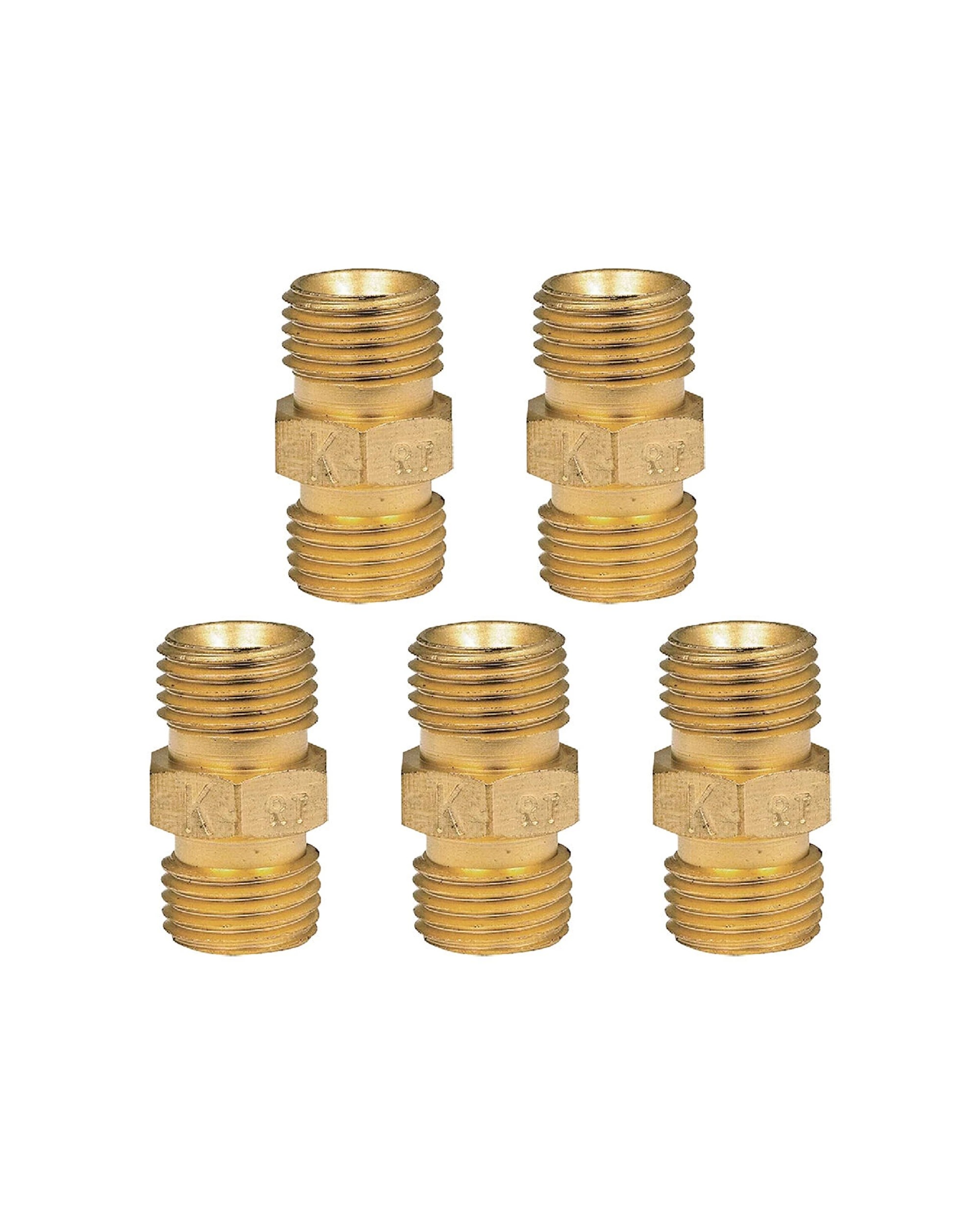 1 Companion 5PK 0.25 Inch BSP Male To 0.25 Inch BSP Male Gas Adaptor Fitting - Gold, 1 of 2