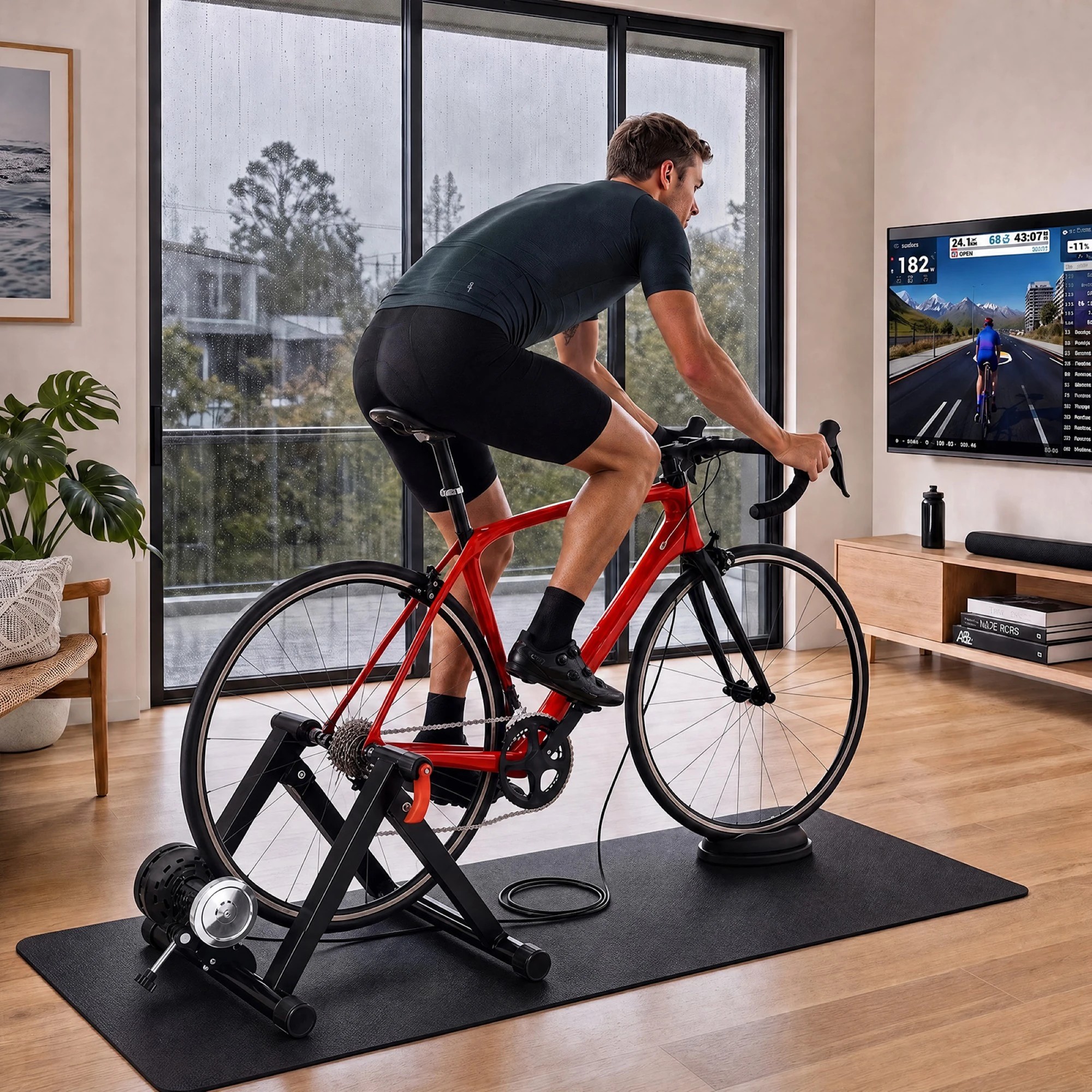 6 Monvelo Bike Trainer Riding 6-Level Magnetic Resistanc Turbo Trainer Black, 6 of 6