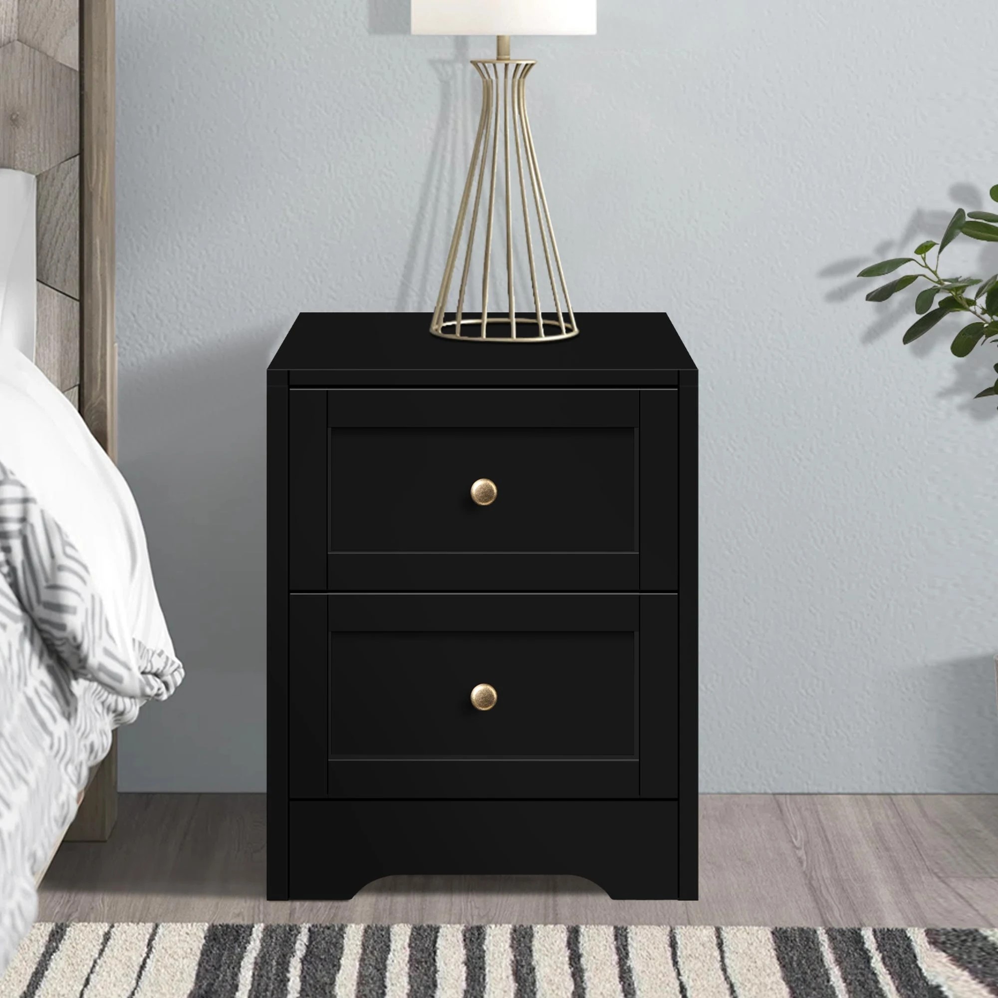 7 Alfordson Bedside Table Hamptons Nightstand Storage Side End Cabinet - Black, 7 of 10