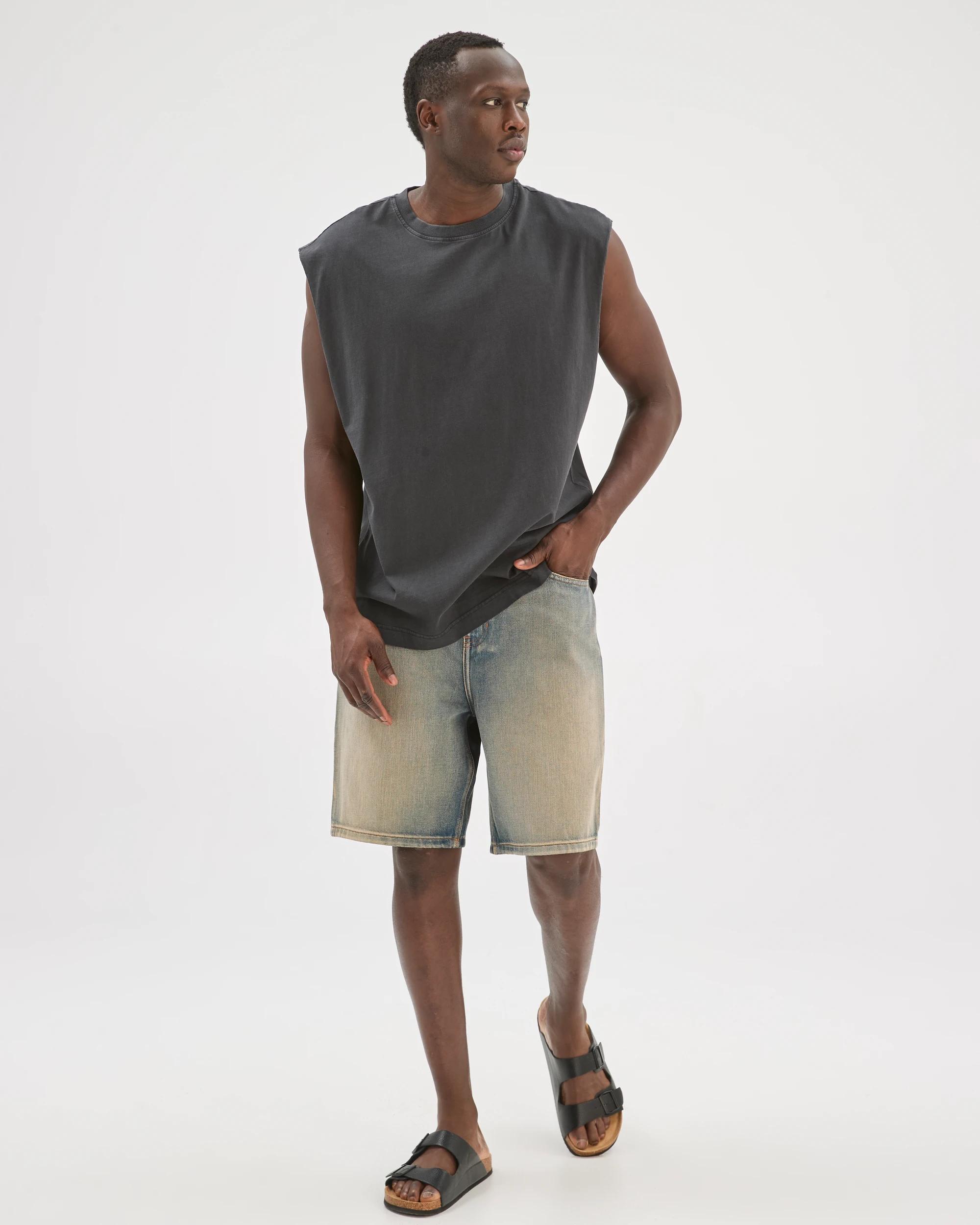 2 Commons Australian Cotton Heavyweight Muscle Tank Top WASHED BLACK, 2 of 8
