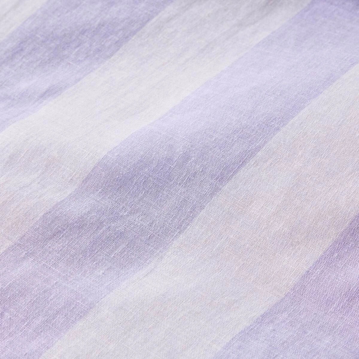 6 Stripe Linen Cotton Quilt Cover Set - King Bed, Lilac, 6 of 7