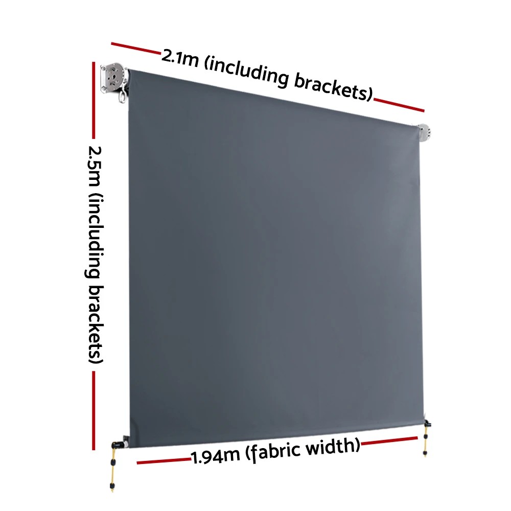 2 Instahut Outdoor Blinds out Roll Down Awning Window Shade 2.1X2.5M - Grey, 2 of 6