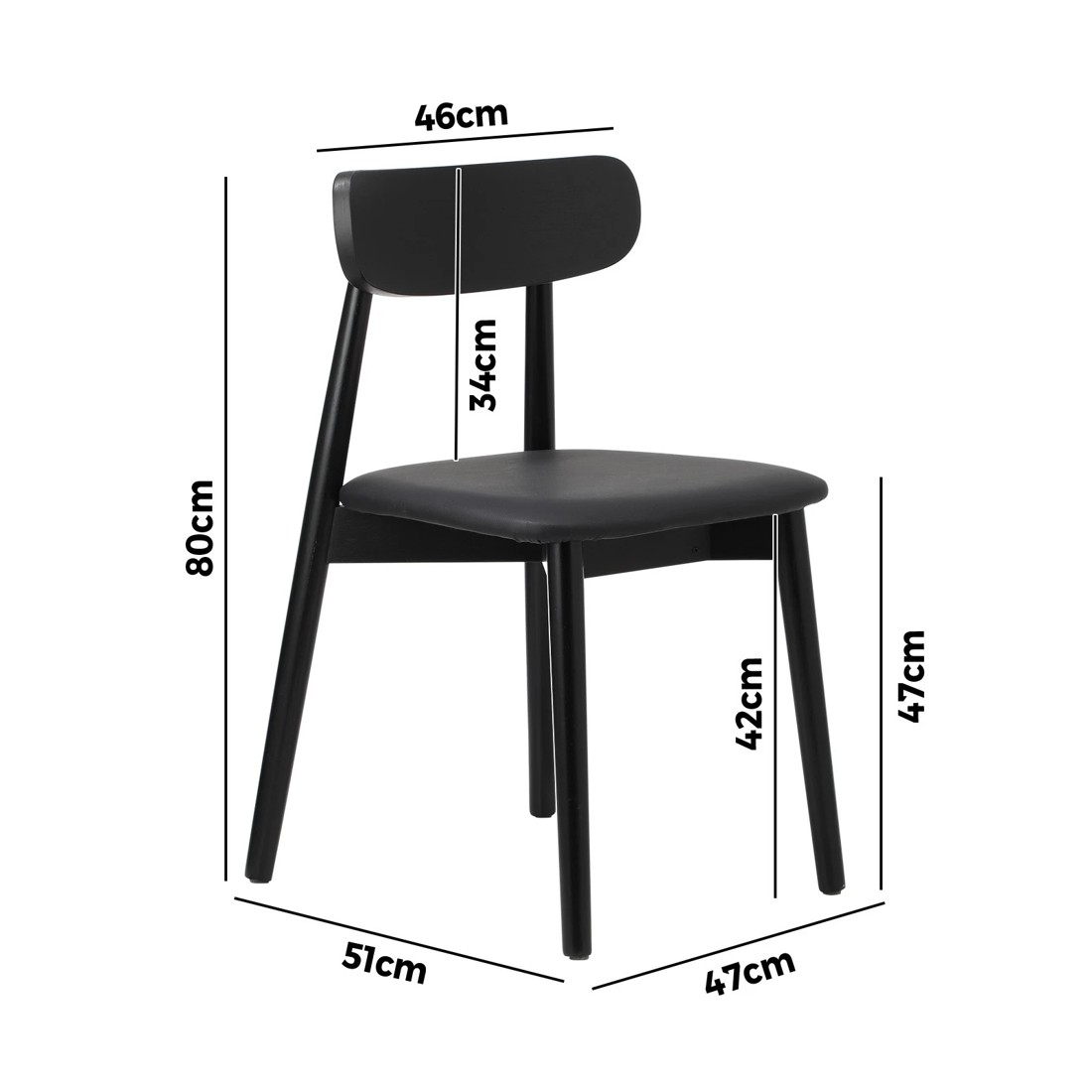 9 Oikiture 6x Dining Chairs Kitchen Chair Pu Leather Solid Wood Cafe Lounge
 - Black, 9 of 10