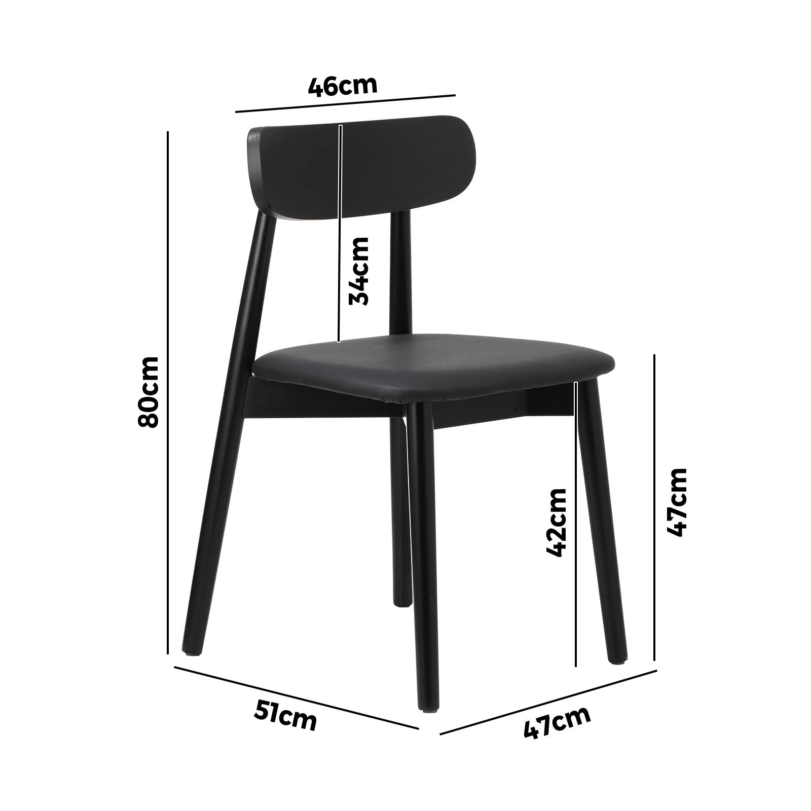 9 Oikiture 6x Dining Chairs Kitchen Chair Pu Leather Solid Wood Cafe Lounge
 - Black, 9 of 10
