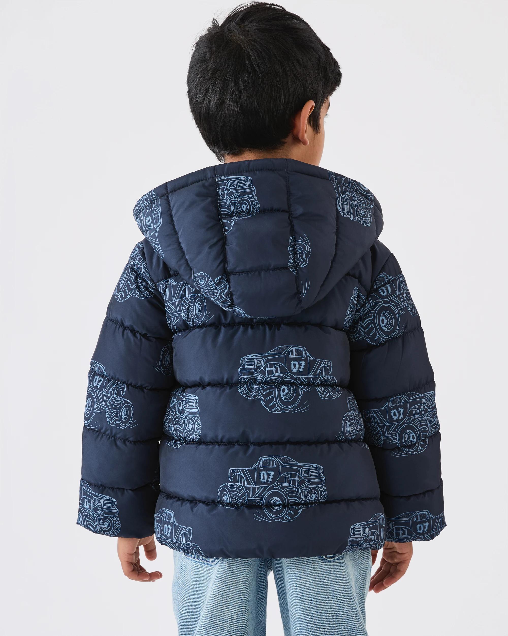 3 Printed Puffer Jacket Nvy Truck, 3 of 7