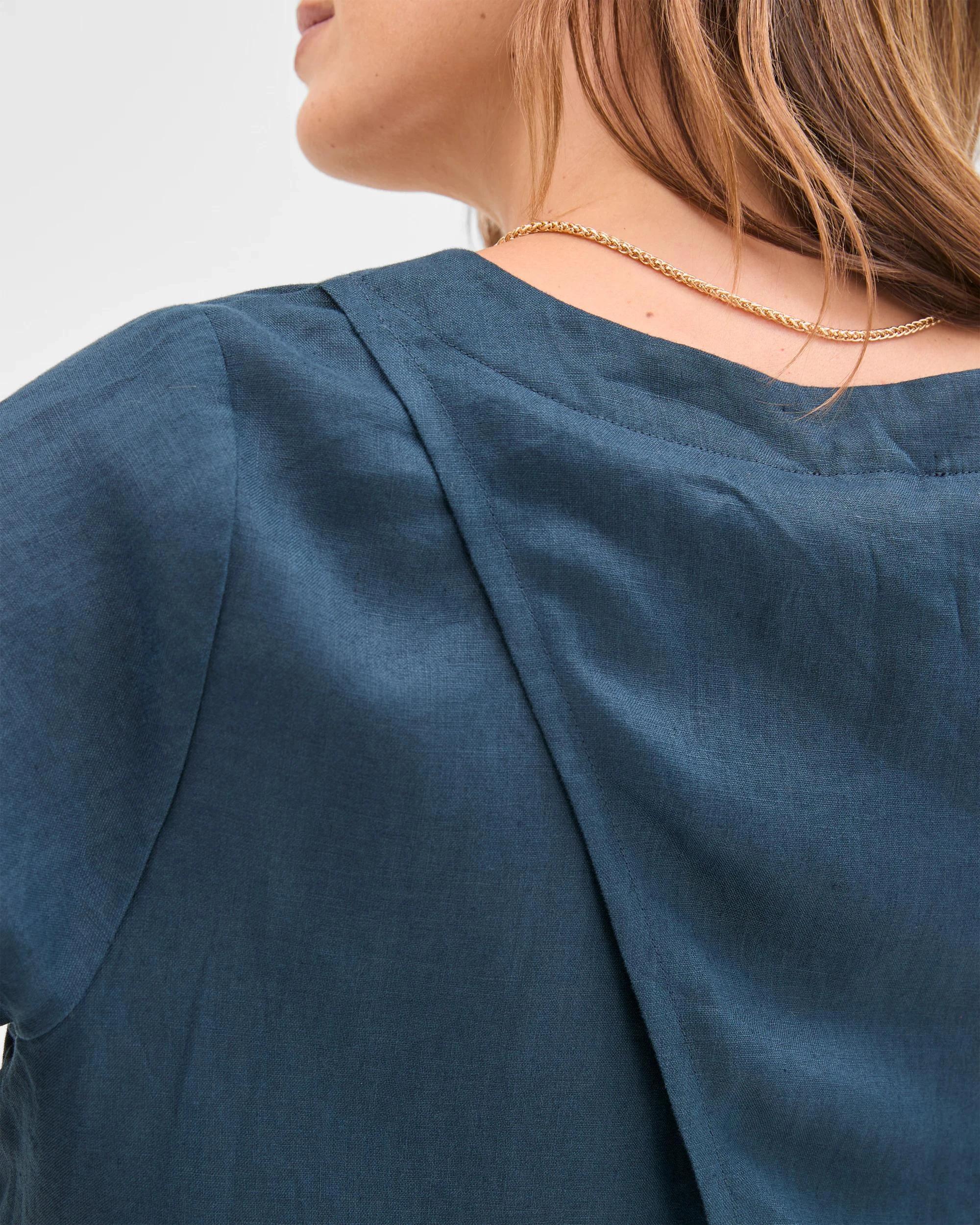 5 Target Woman European Linen Cross Back Top DEEP OCEAN, 5 of 7