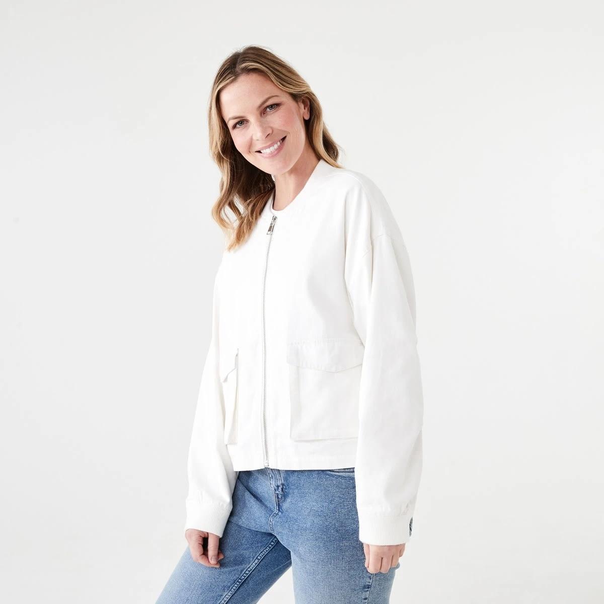 3 Cotton Blend Bomber Jacket SNOW WHITE, 3 of 7