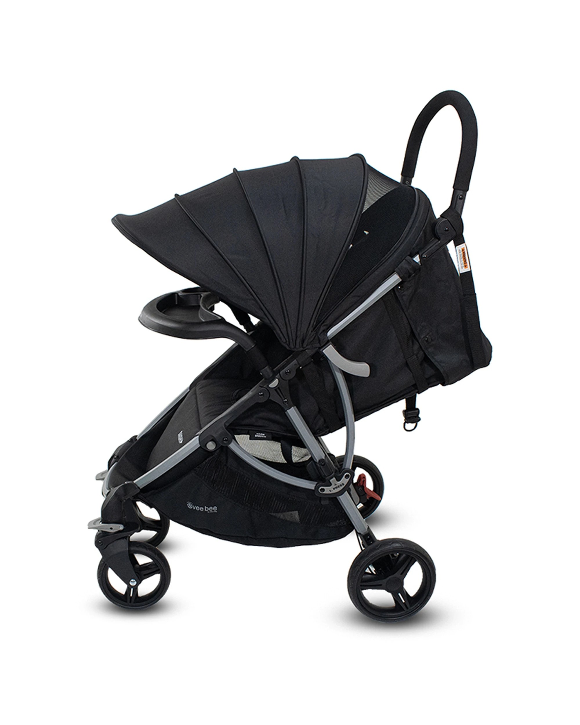 3 Vee Bee Dash Pram Foldable Reclining Baby Stroller With Tray Moon Shadow Colour
 - Black, 3 of 9