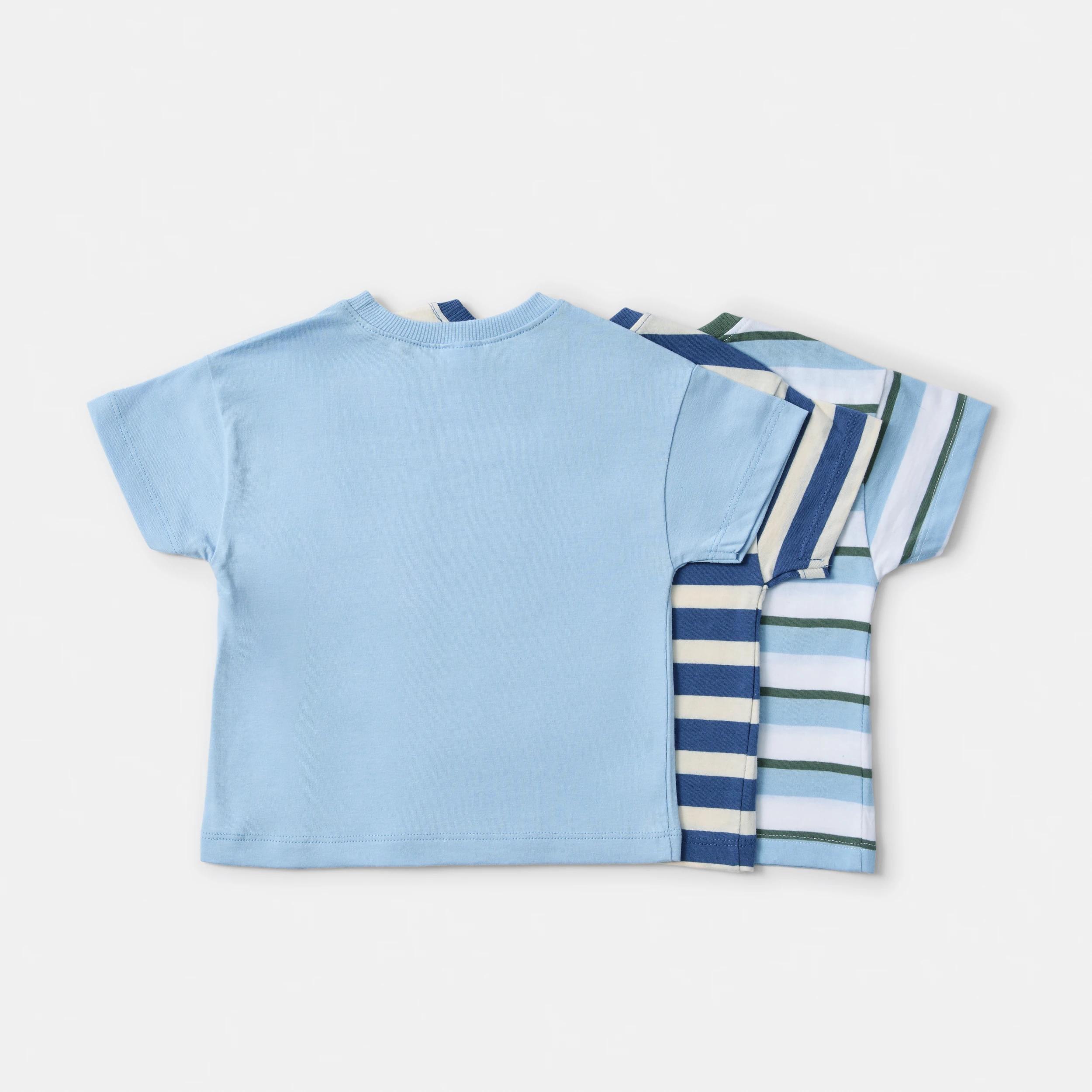 2 3 Pack Short Sleeve T-shirt BLUE STRIPES, 2 of 8
